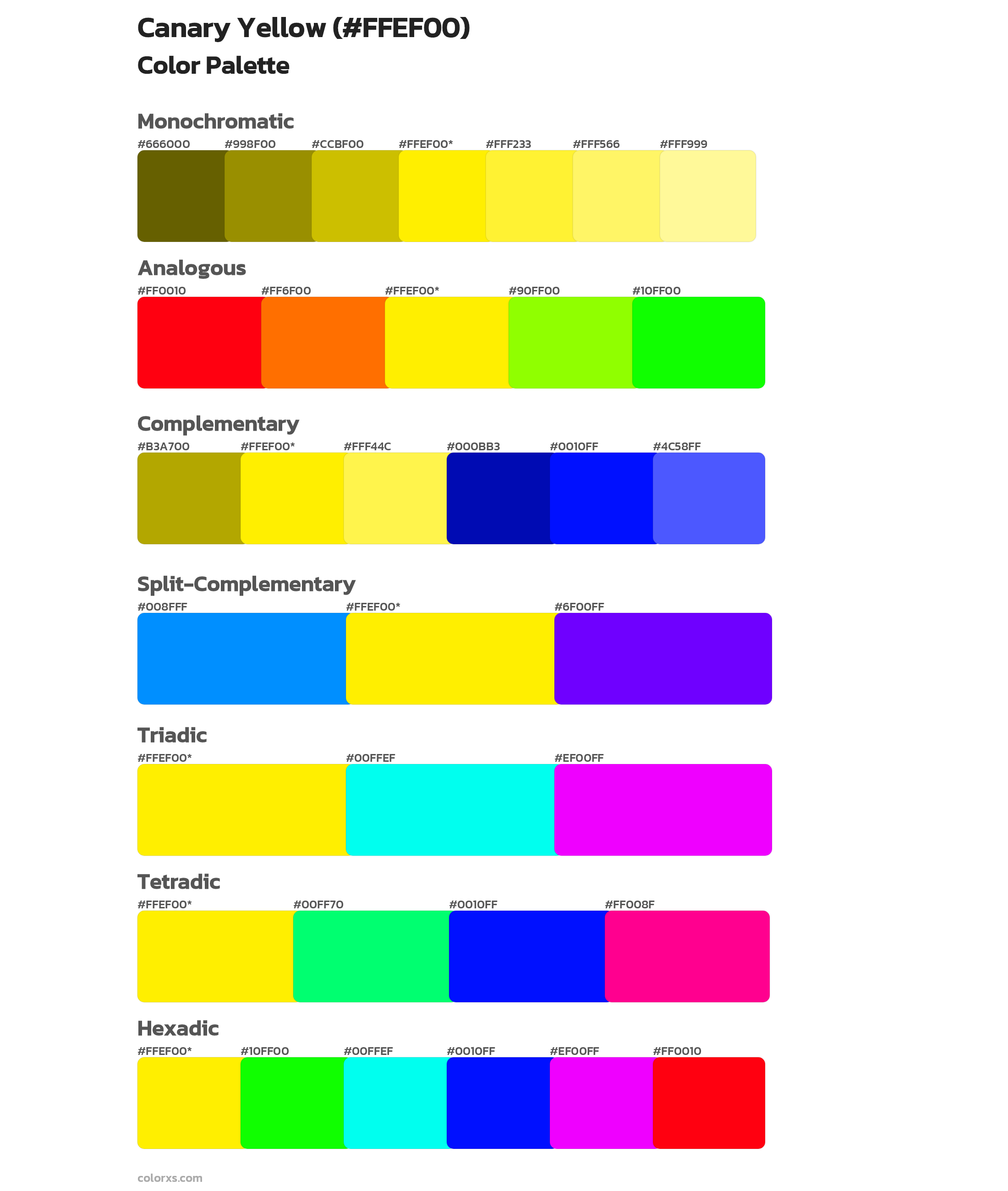 Canary Yellow Color Scheme Palettes