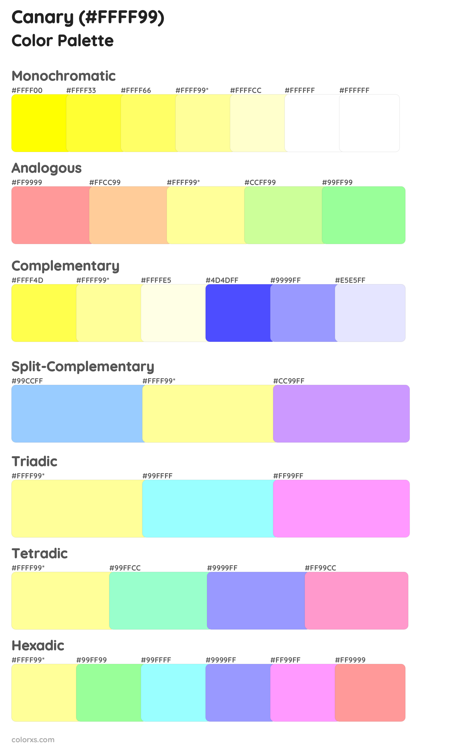 Canary Color Scheme Palettes