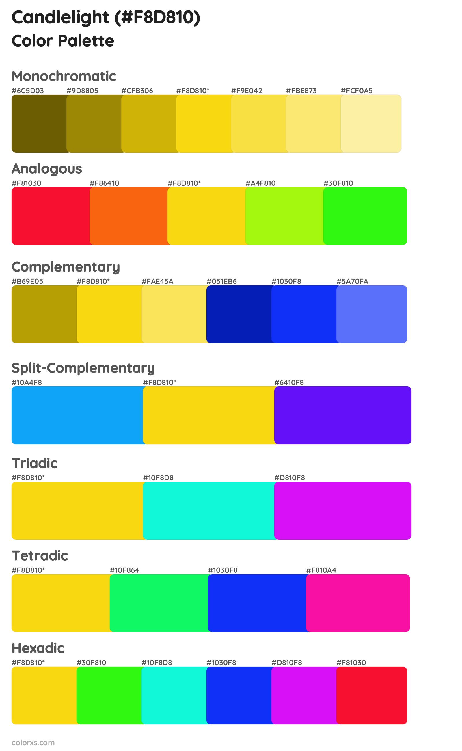 Candlelight Color Scheme Palettes