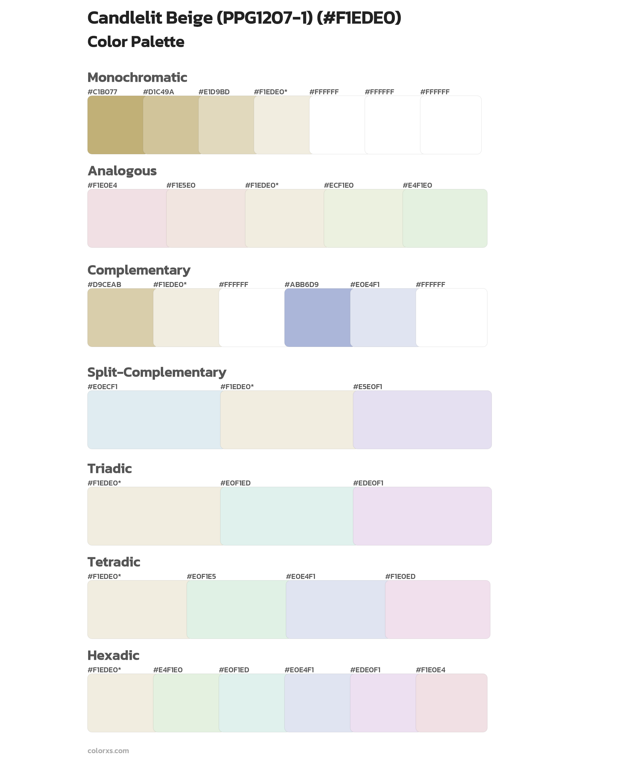 Candlelit Beige (PPG1207-1) Color Scheme Palettes