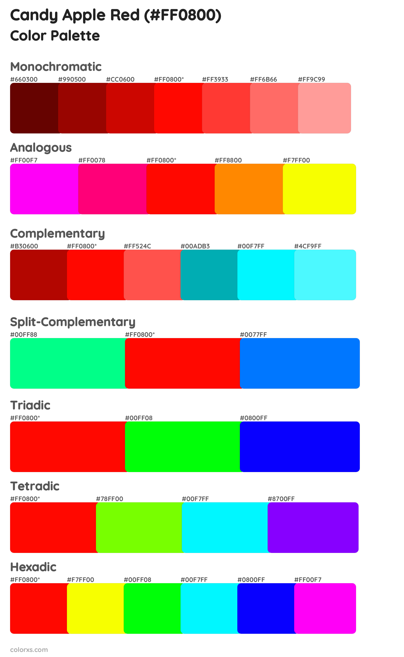 Candy Apple Red Color Scheme Palettes