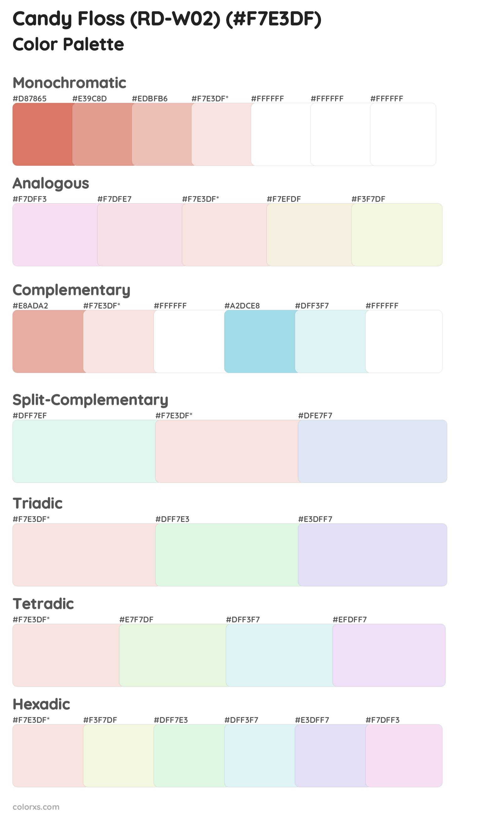 Candy Floss (RD-W02) Color Scheme Palettes