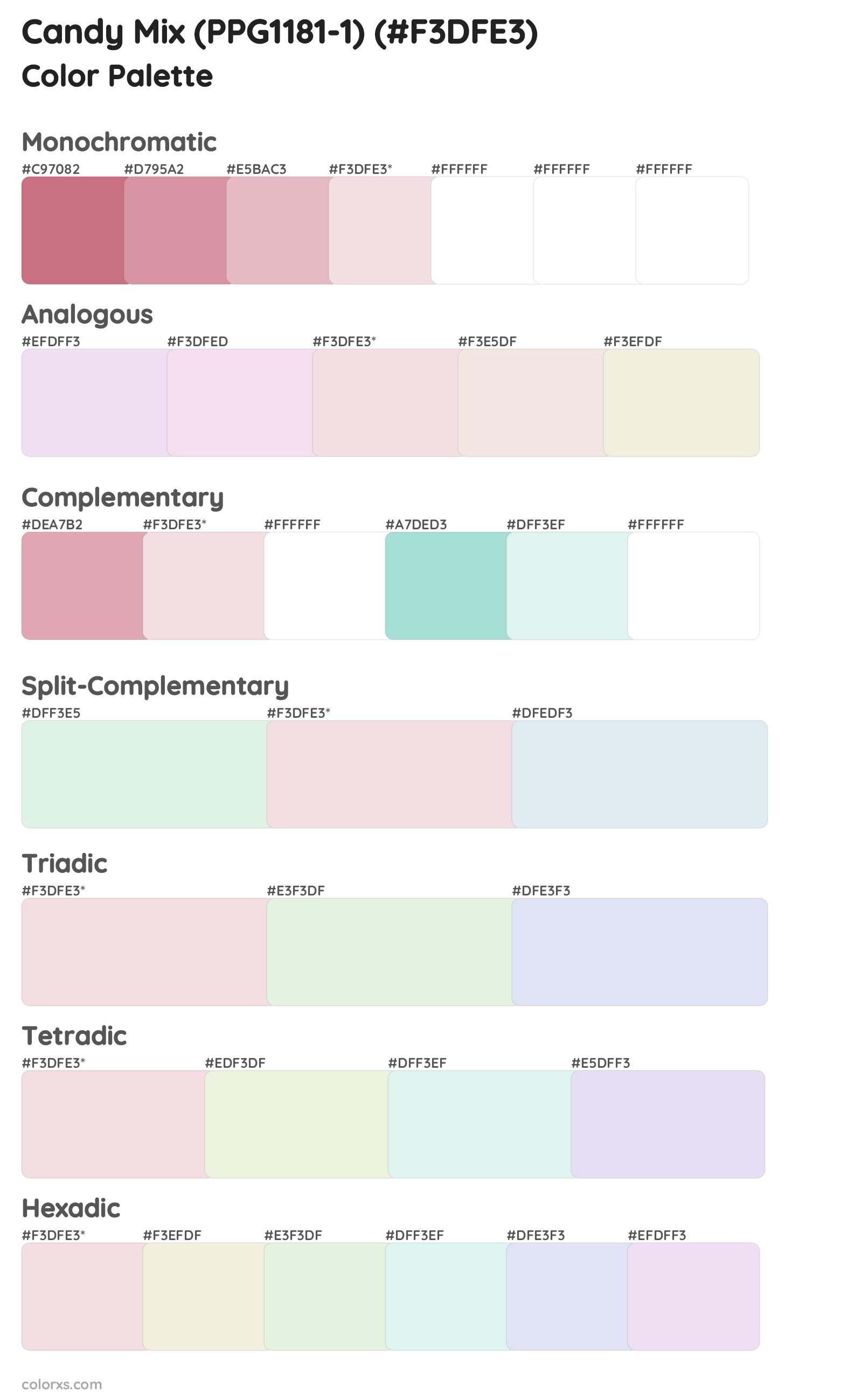 Candy Mix (PPG1181-1) Color Scheme Palettes
