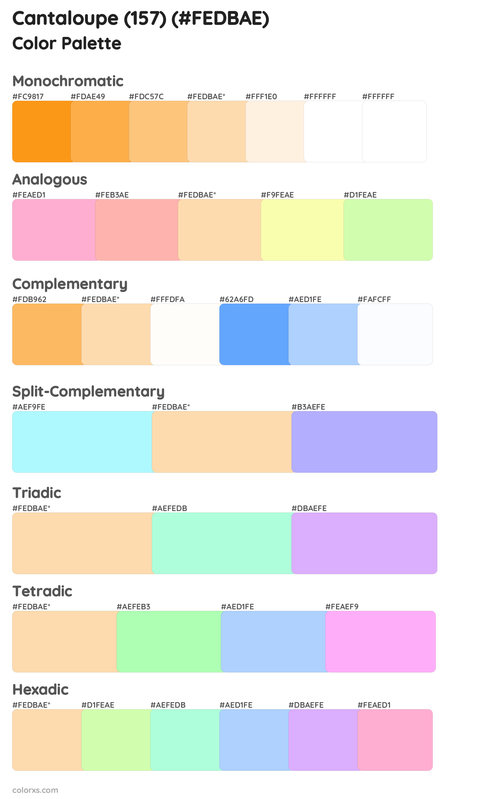 Cantaloupe (157) Color Scheme Palettes