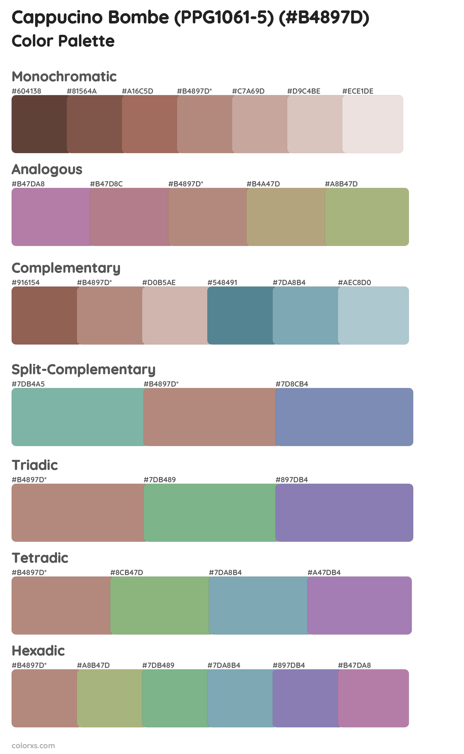 Cappucino Bombe (PPG1061-5) Color Scheme Palettes
