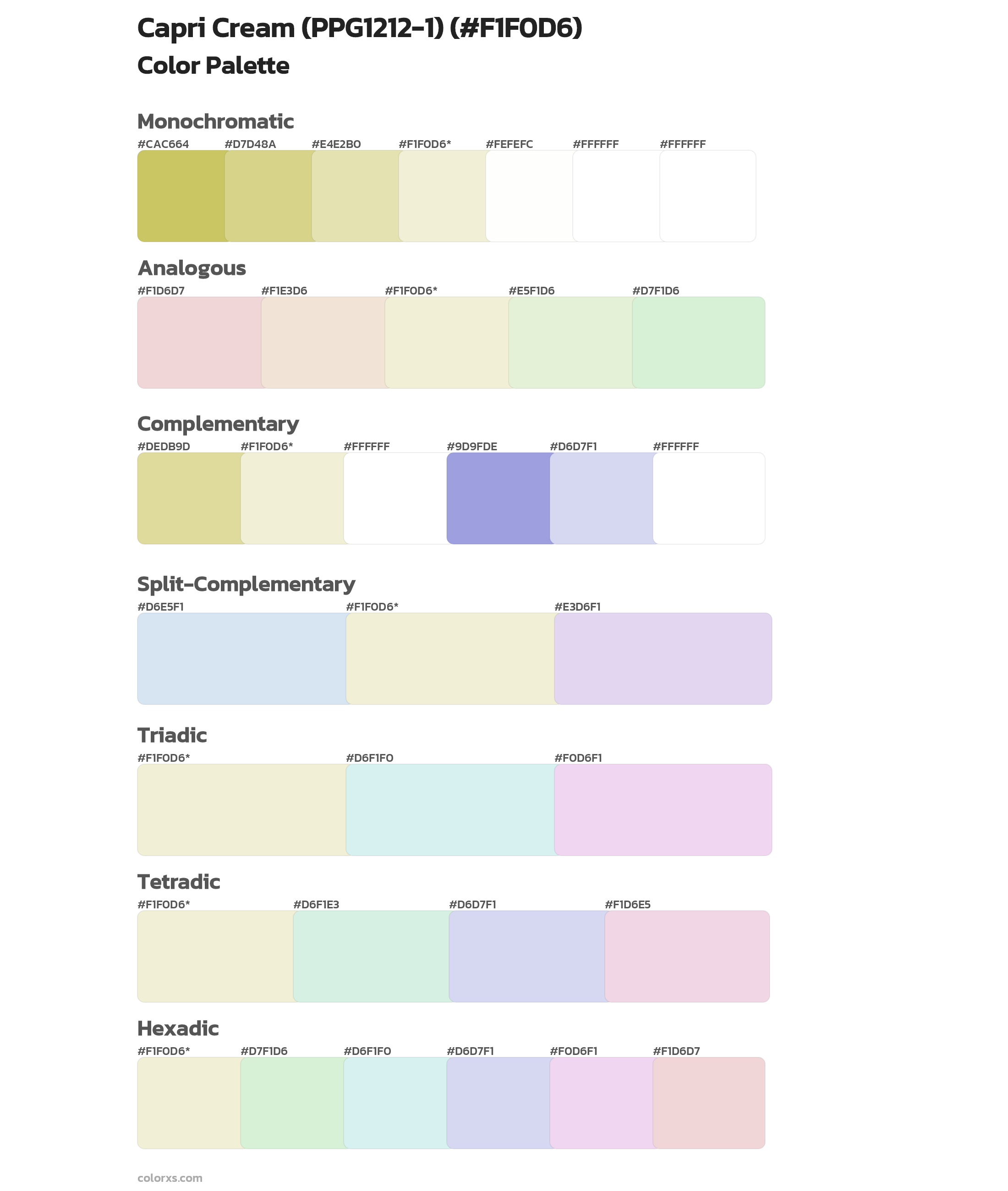 Capri Cream (PPG1212-1) Color Scheme Palettes