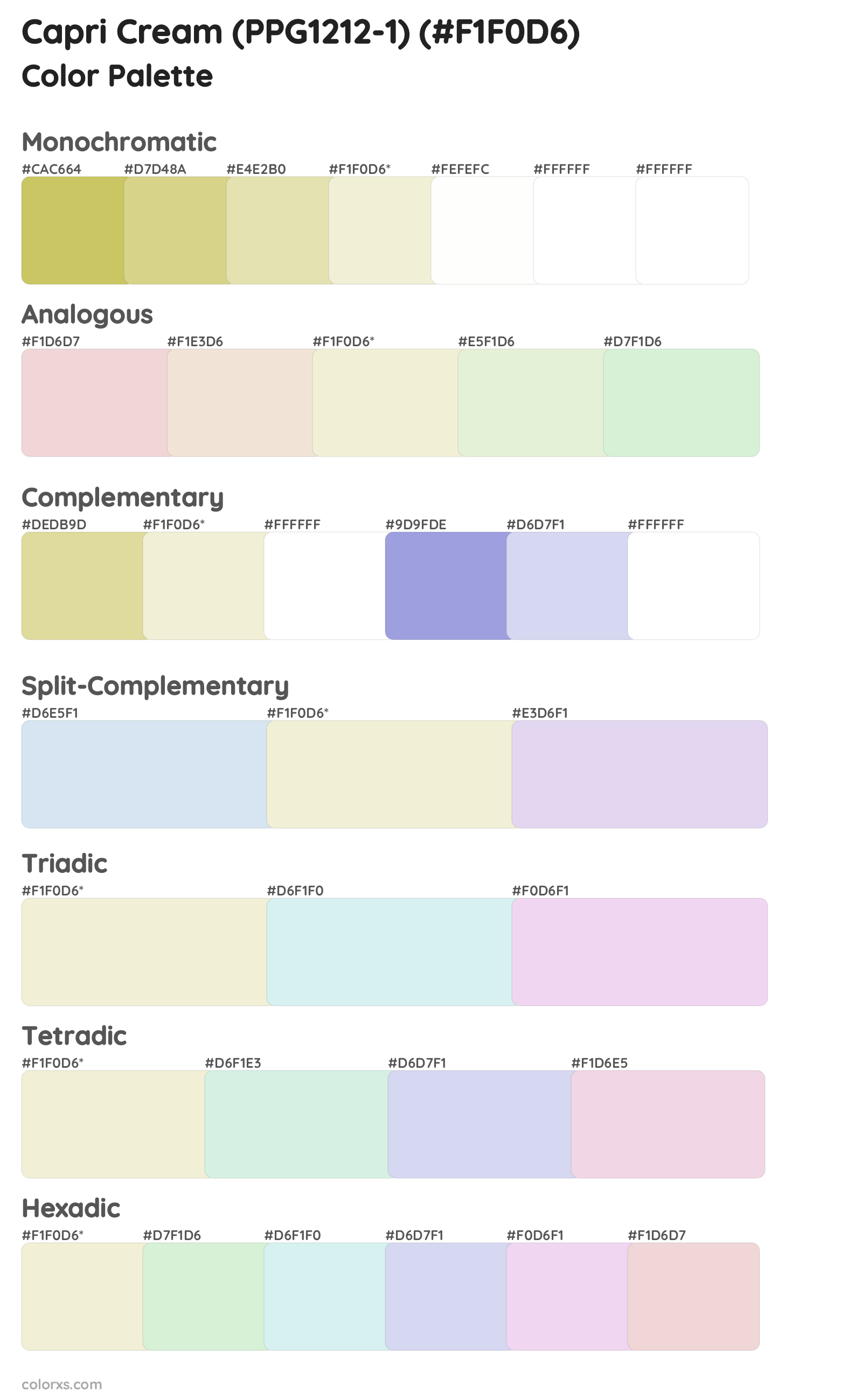 Capri Cream (PPG1212-1) Color Scheme Palettes