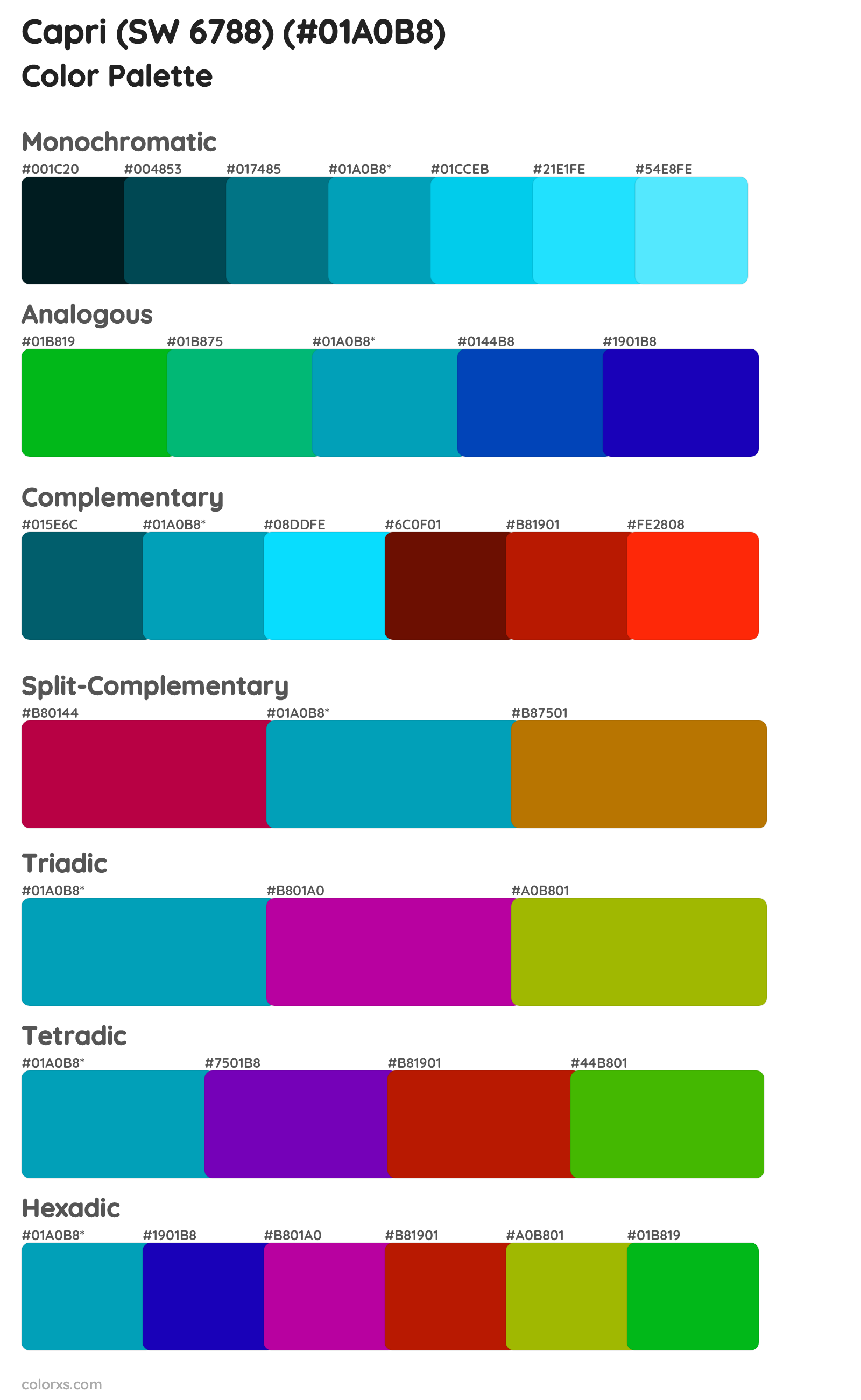 Capri (SW 6788) Color Scheme Palettes