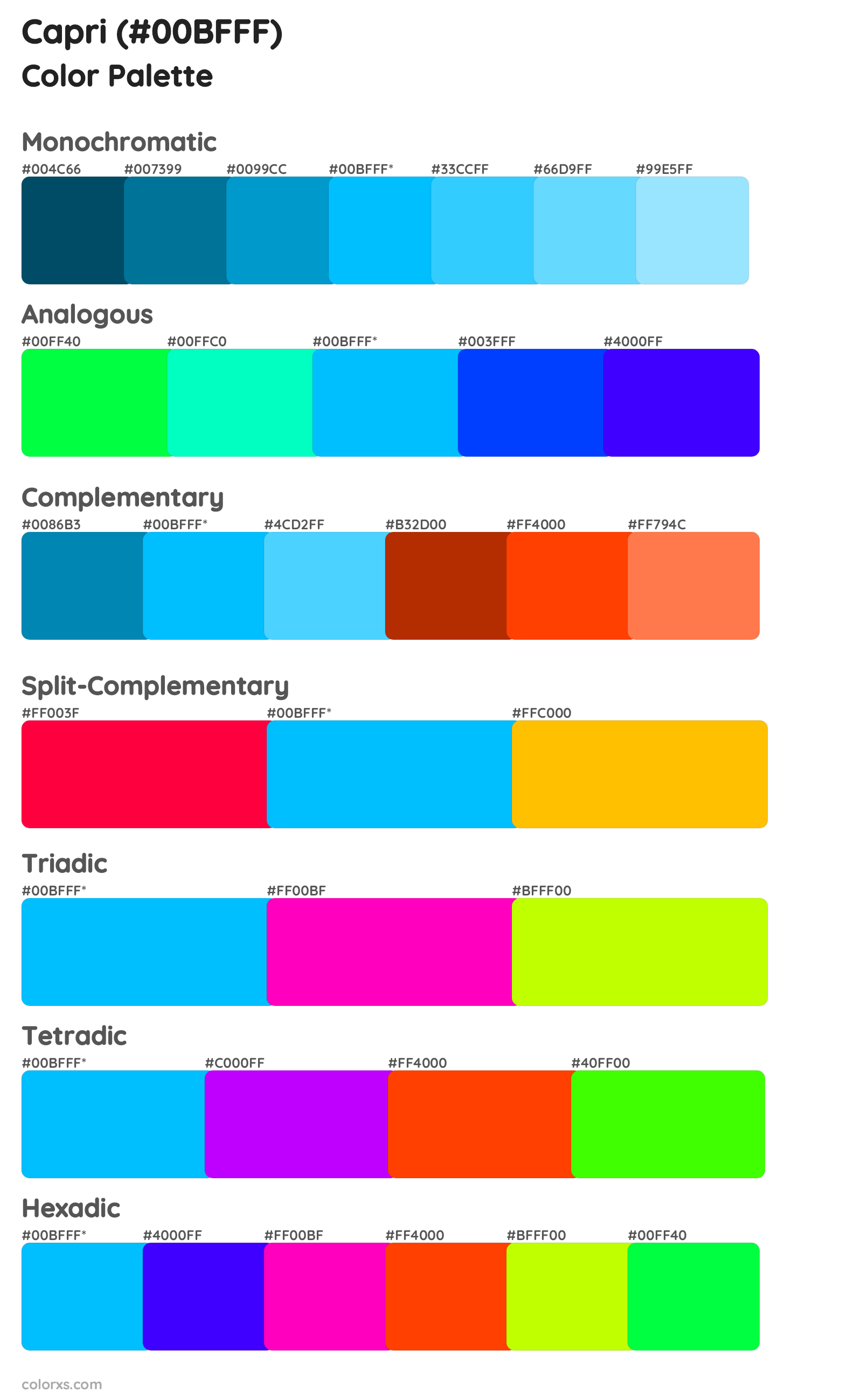 Capri Color Scheme Palettes