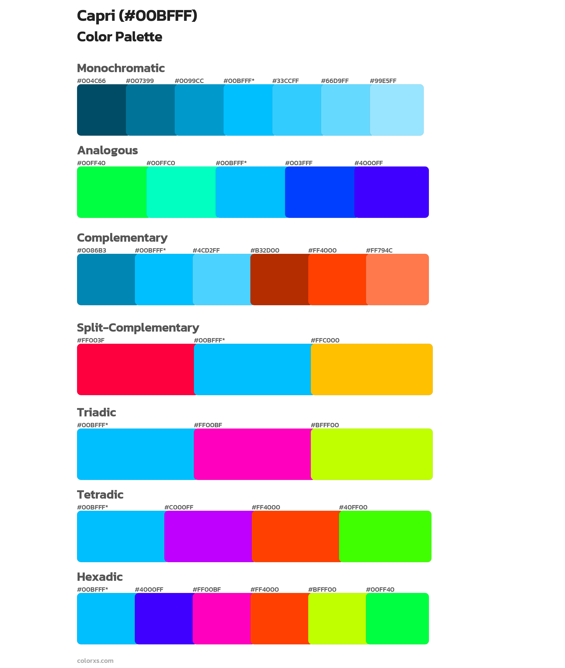 Capri color palettes