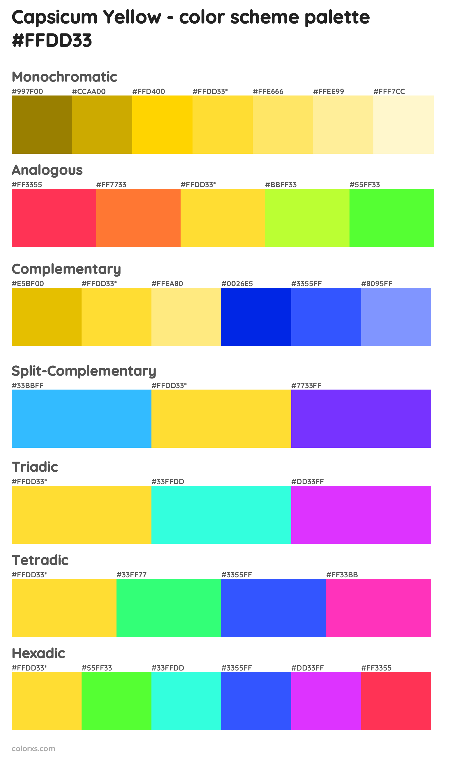 Capsicum Yellow Color Scheme Palettes