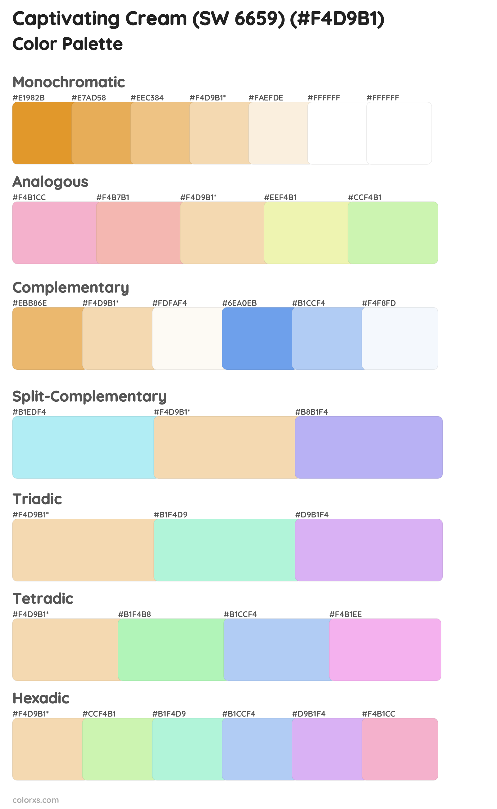 Captivating Cream (SW 6659) Color Scheme Palettes