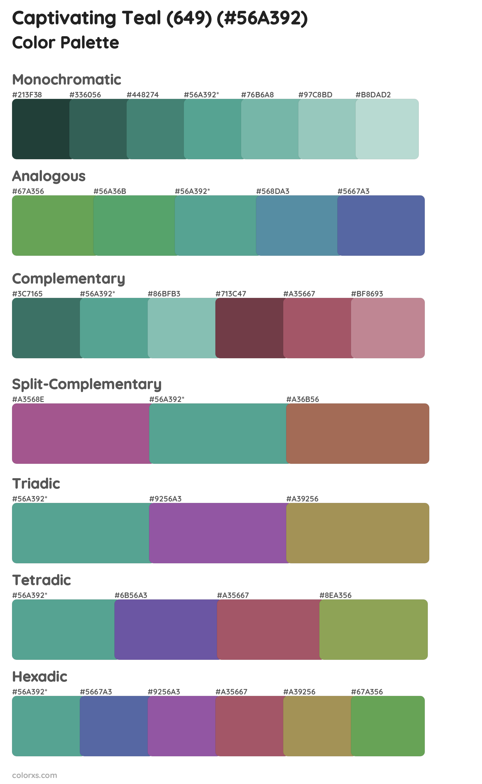 Captivating Teal (649) Color Scheme Palettes