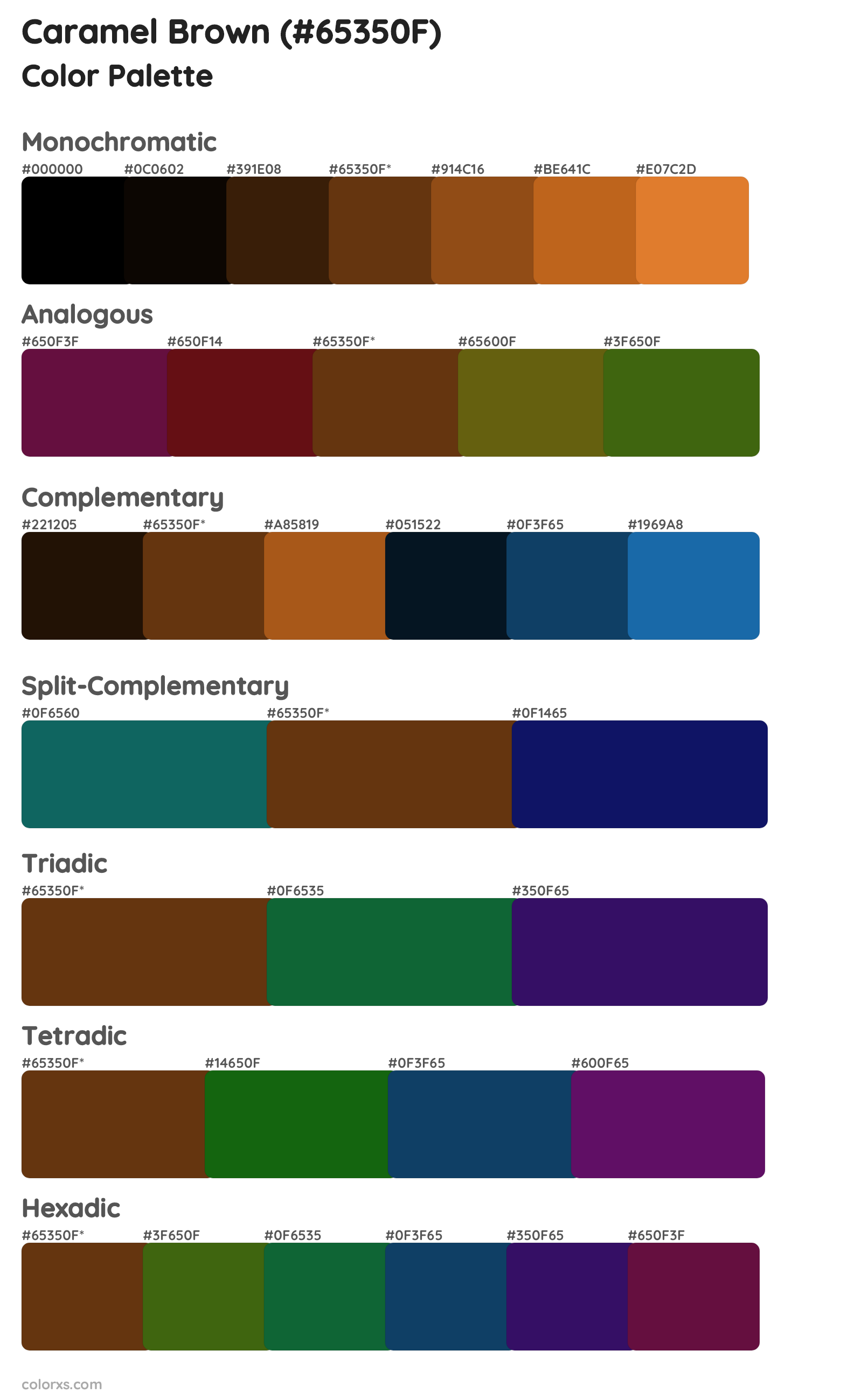 Caramel Brown Color Scheme Palettes