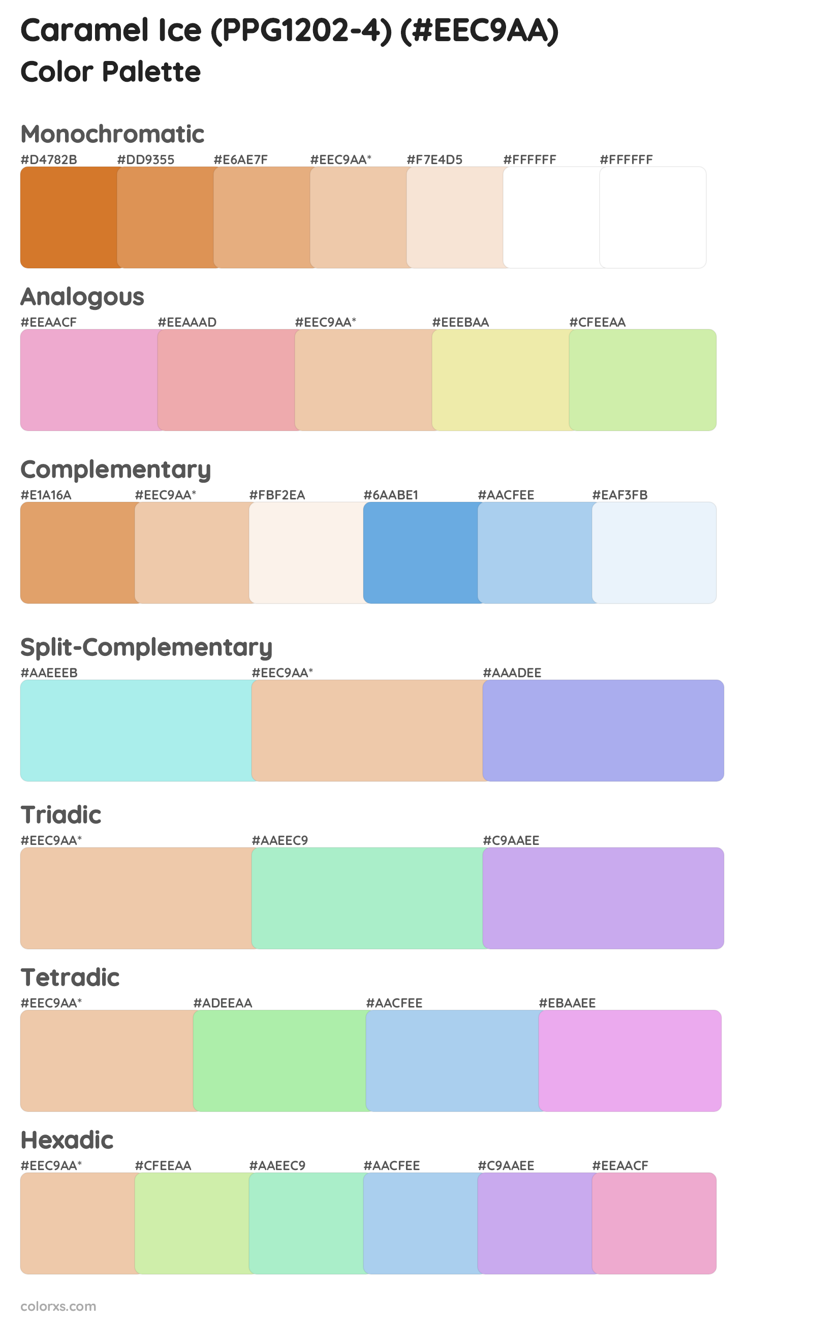 Caramel Ice (PPG1202-4) Color Scheme Palettes