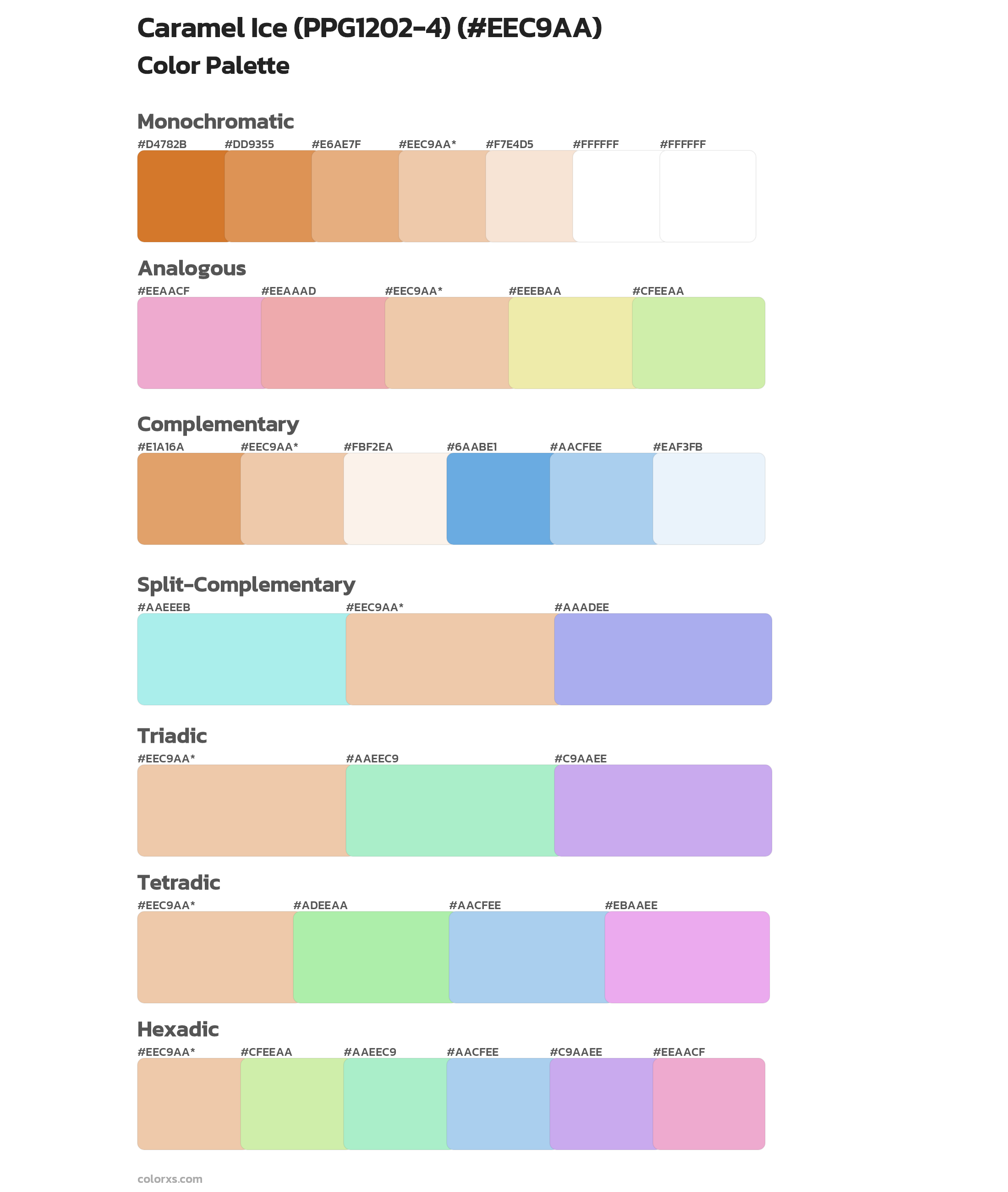 Caramel Ice (PPG1202-4) Color Scheme Palettes