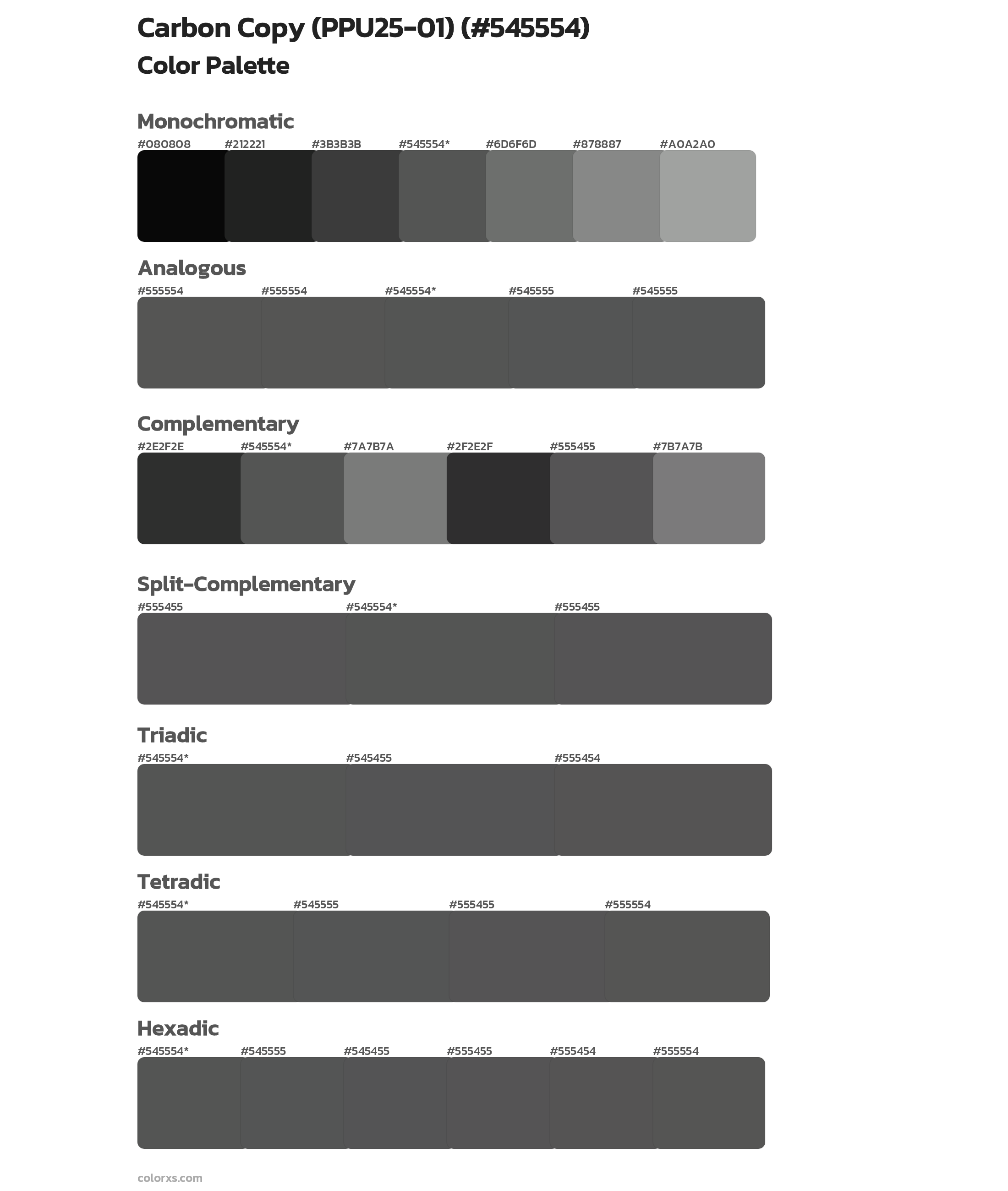 Carbon Copy (PPU25-01) Color Scheme Palettes