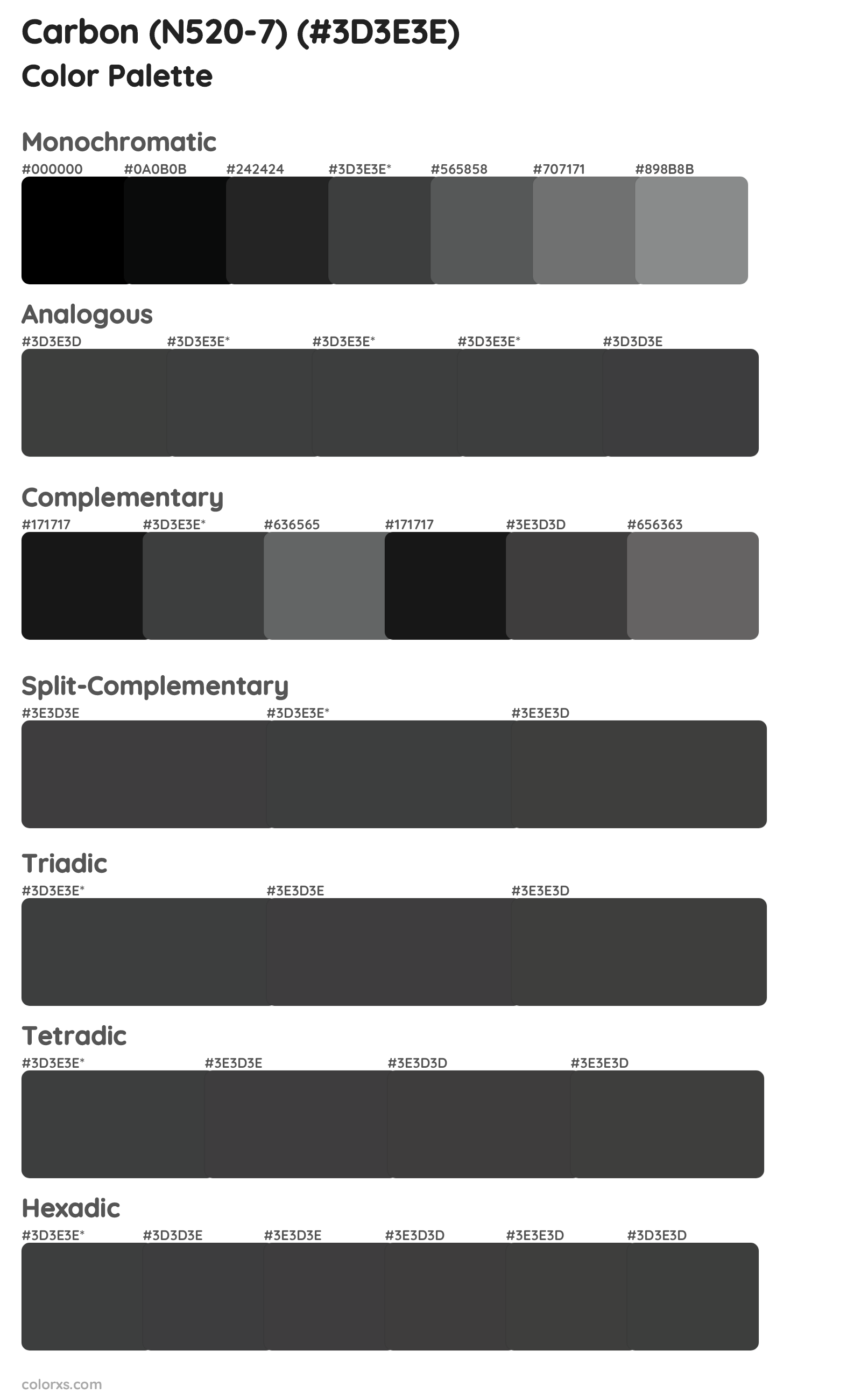 Carbon (N520-7) Color Scheme Palettes