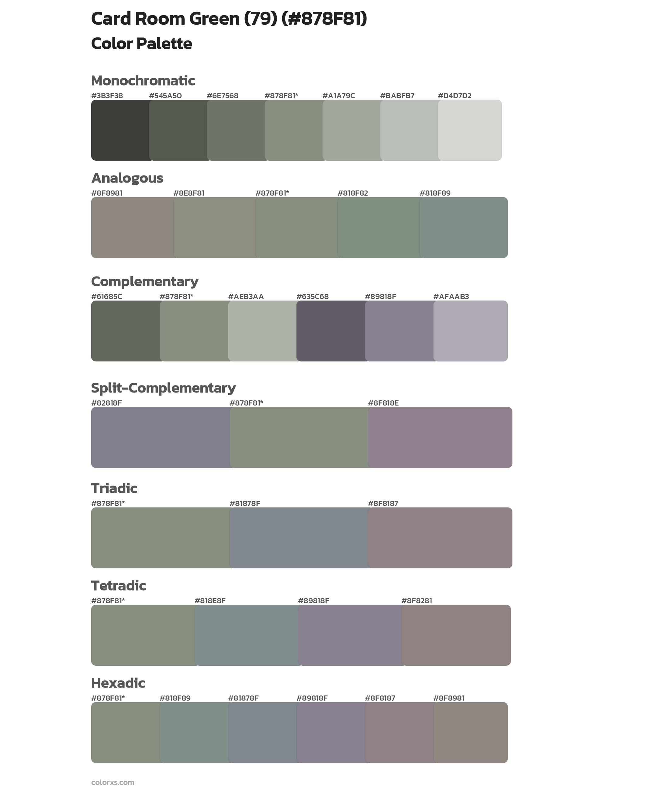 Card Room Green (79) Color Scheme Palettes