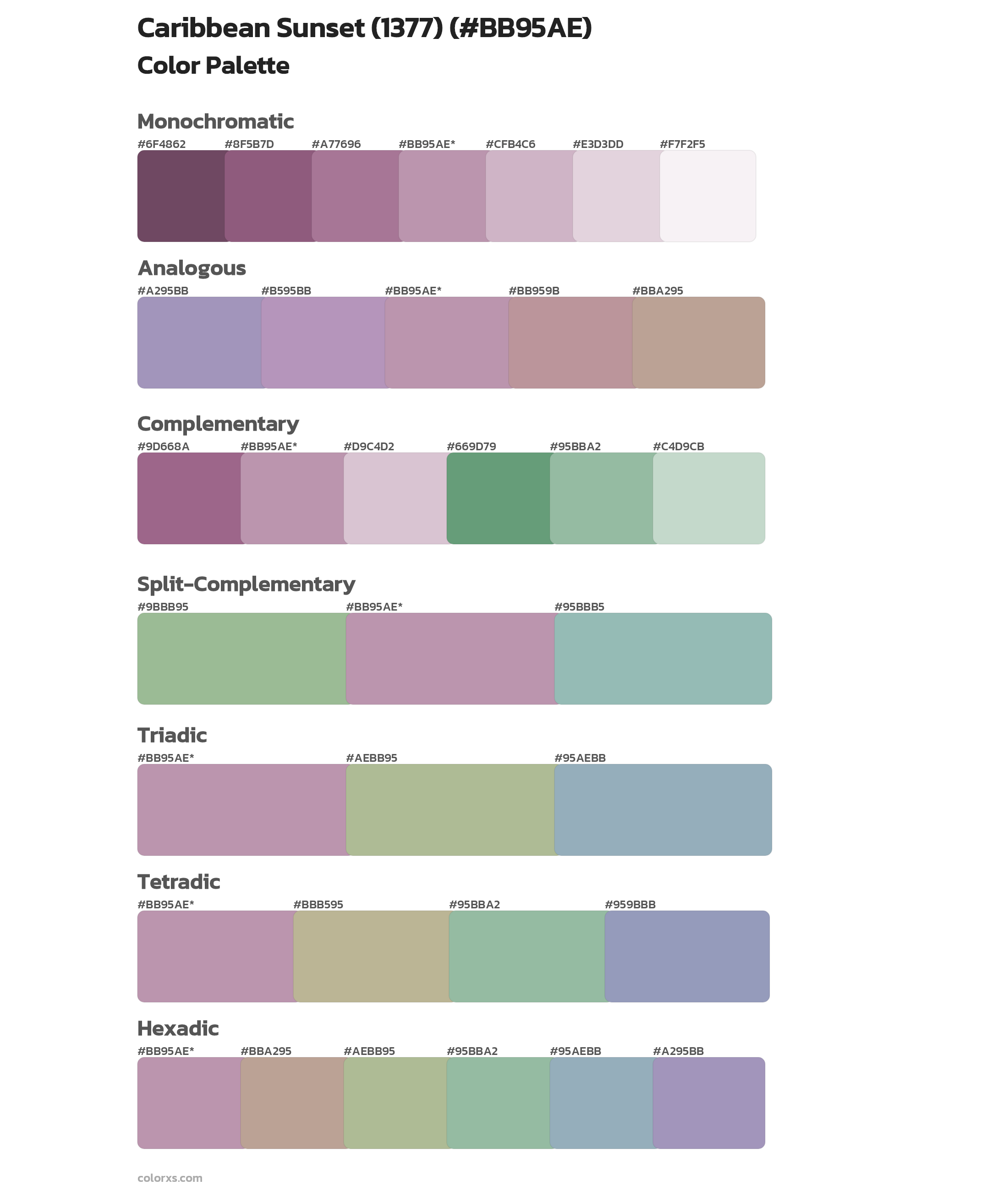 Caribbean Sunset (1377) Color Scheme Palettes