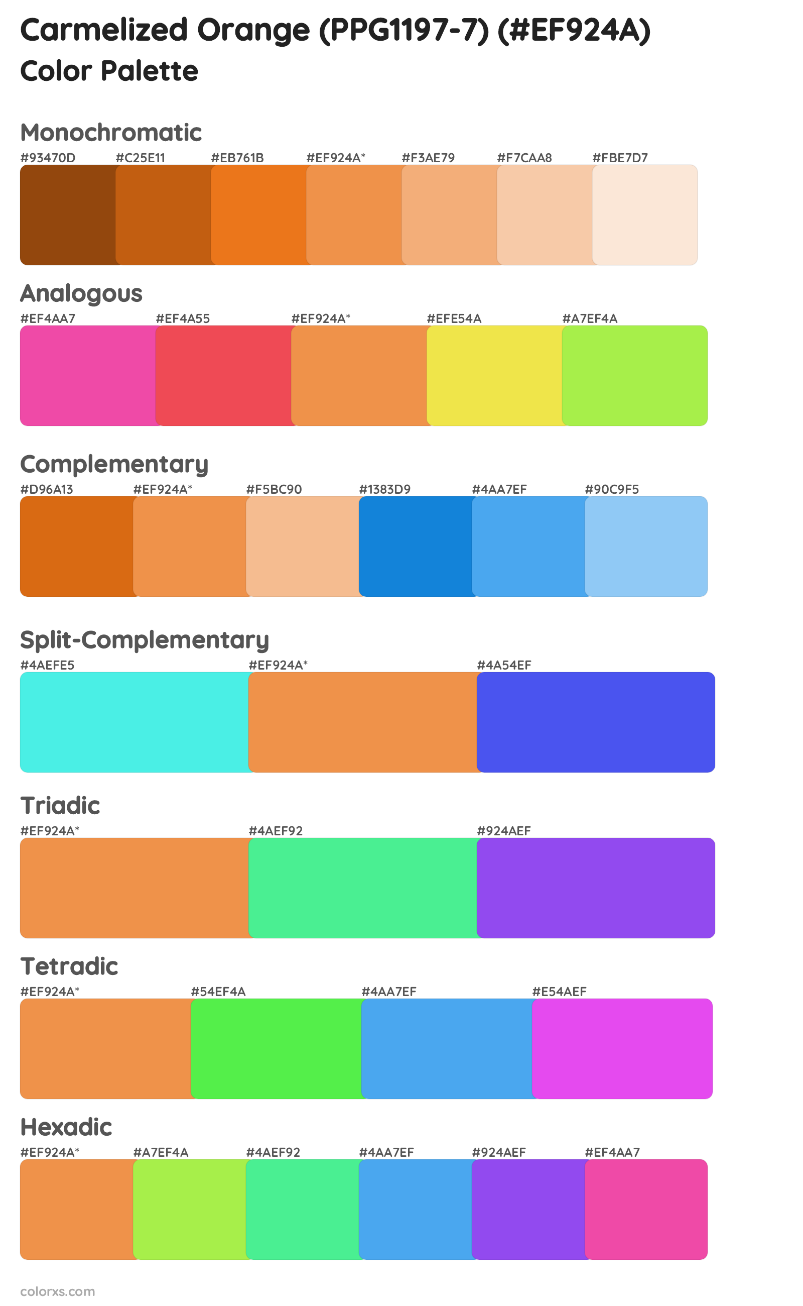Carmelized Orange (PPG1197-7) Color Scheme Palettes