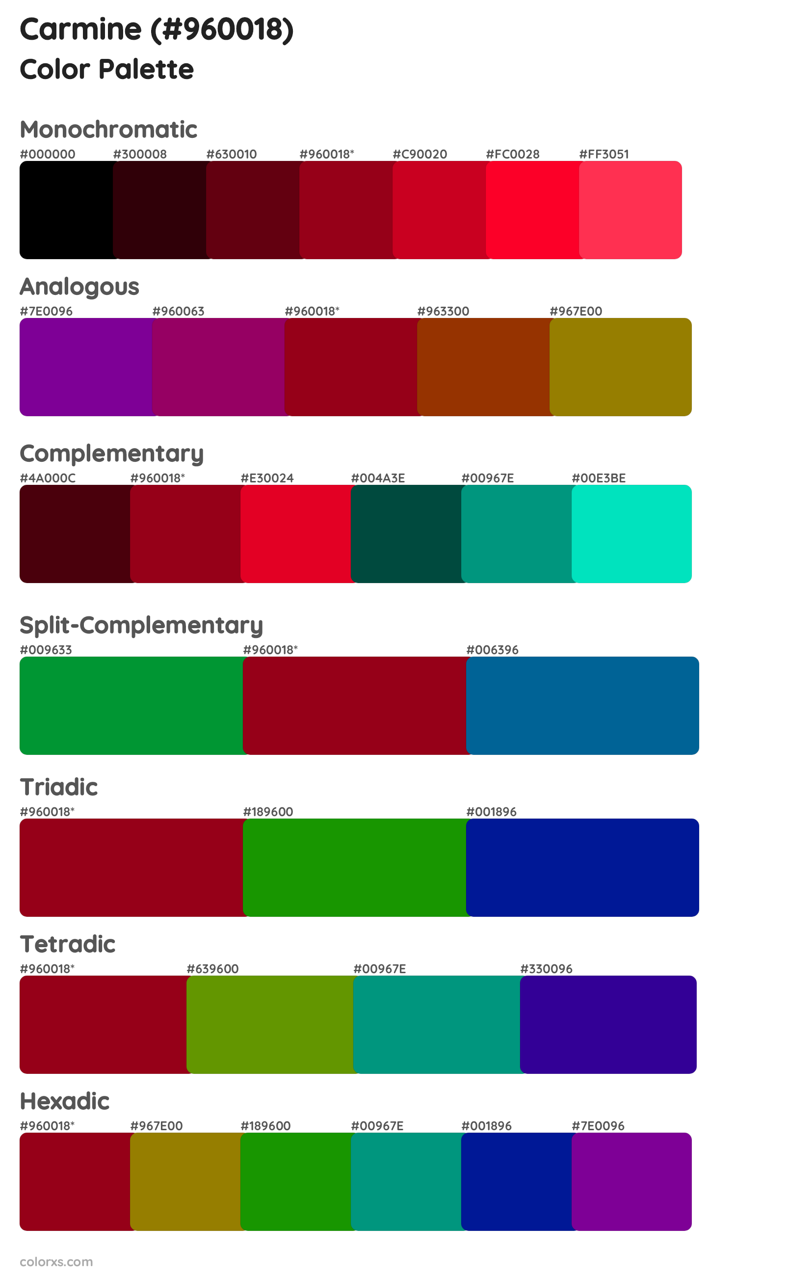 Carmine Color Scheme Palettes