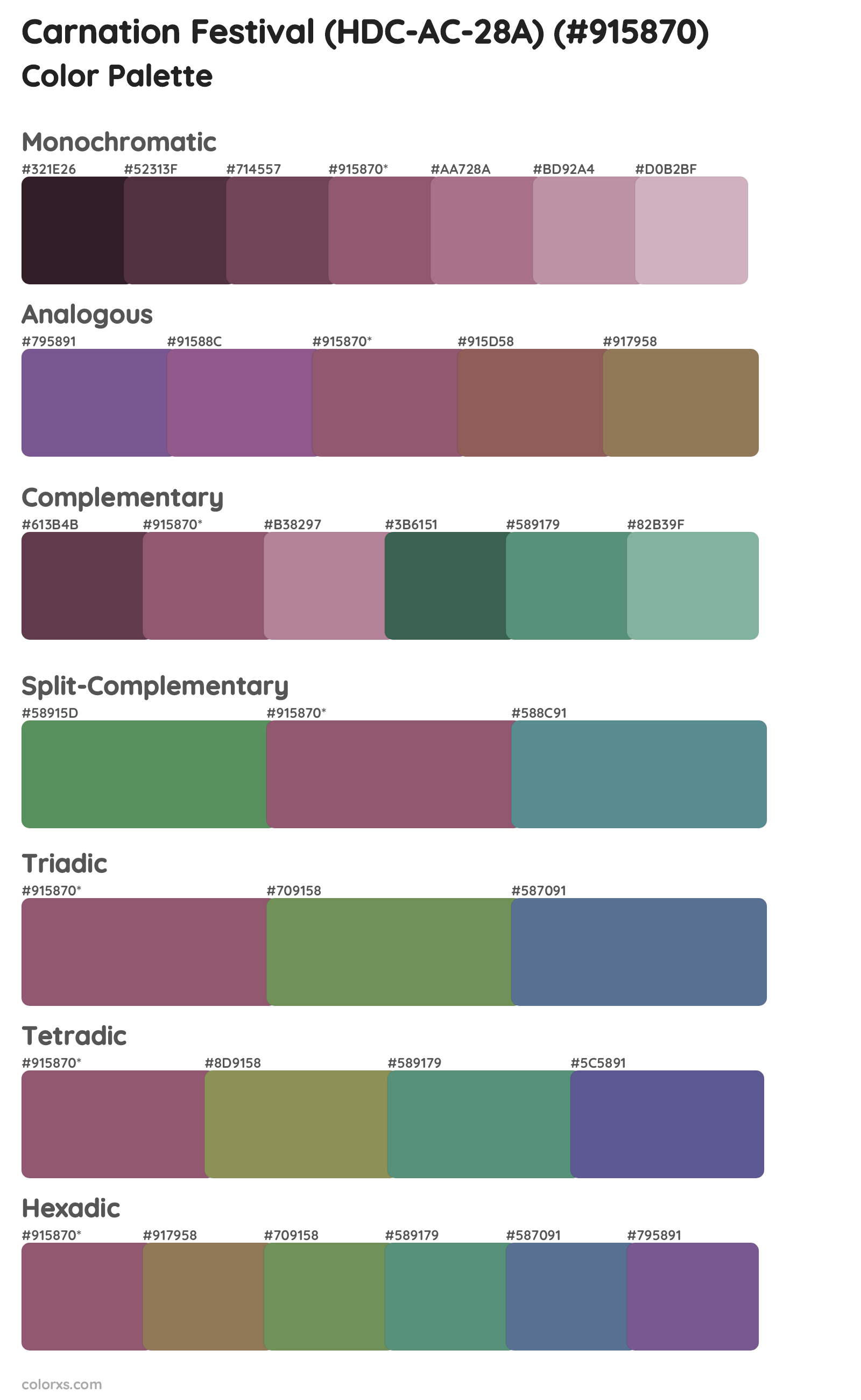 Carnation Festival (HDC-AC-28A) Color Scheme Palettes