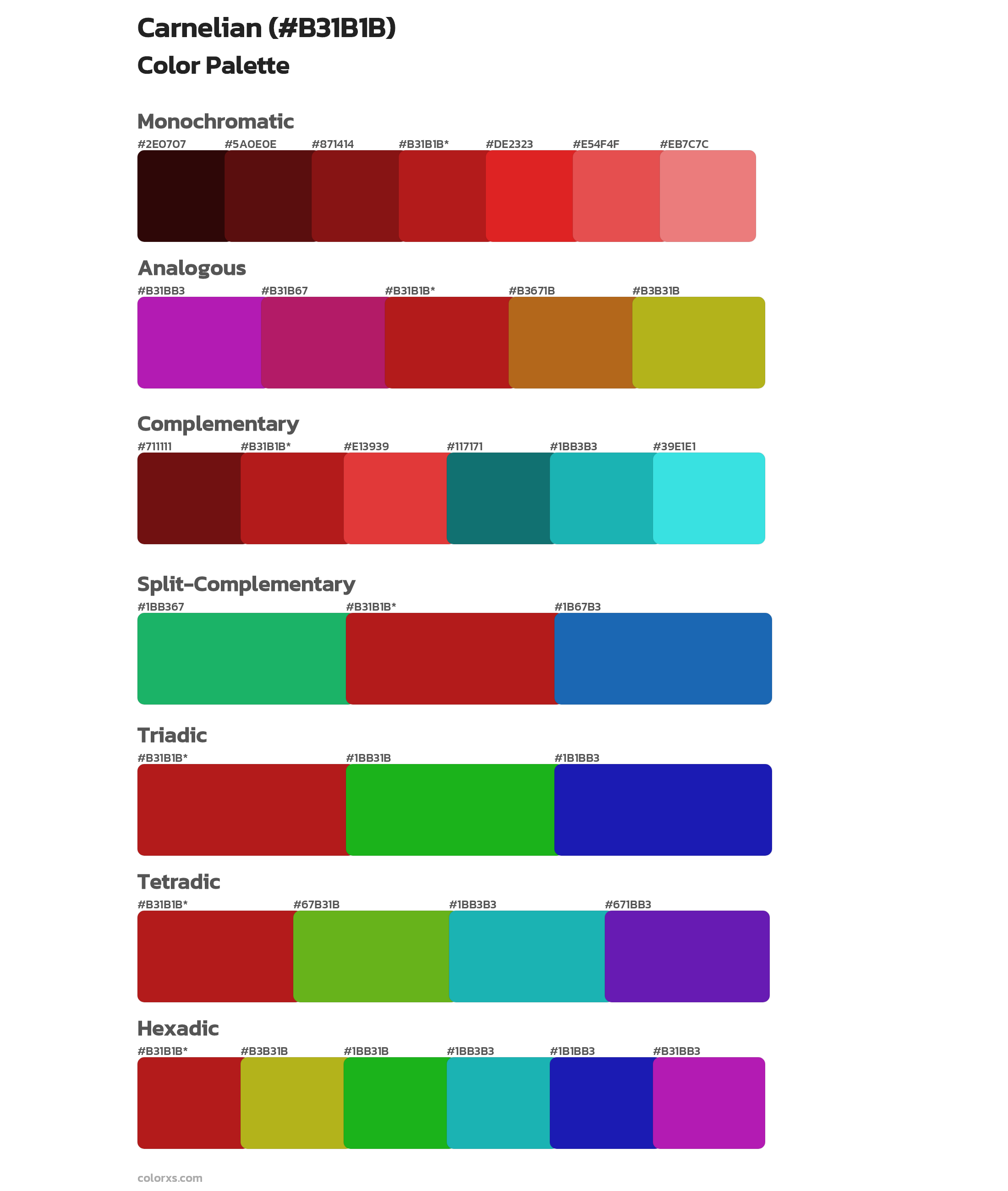 Carnelian Color Scheme Palettes