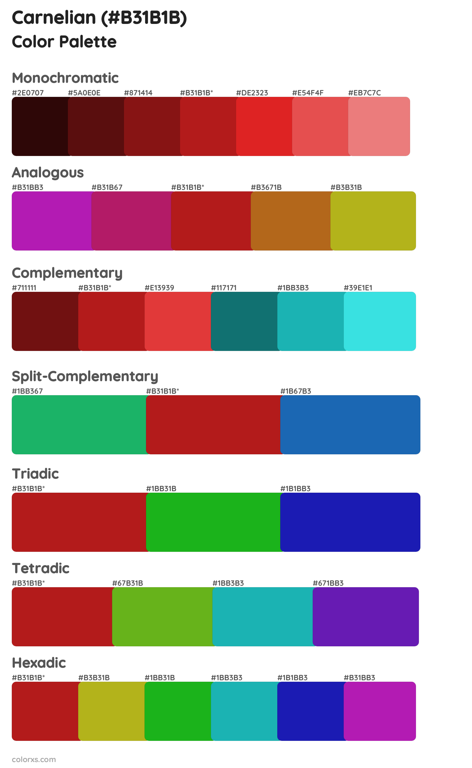 Carnelian Color Scheme Palettes