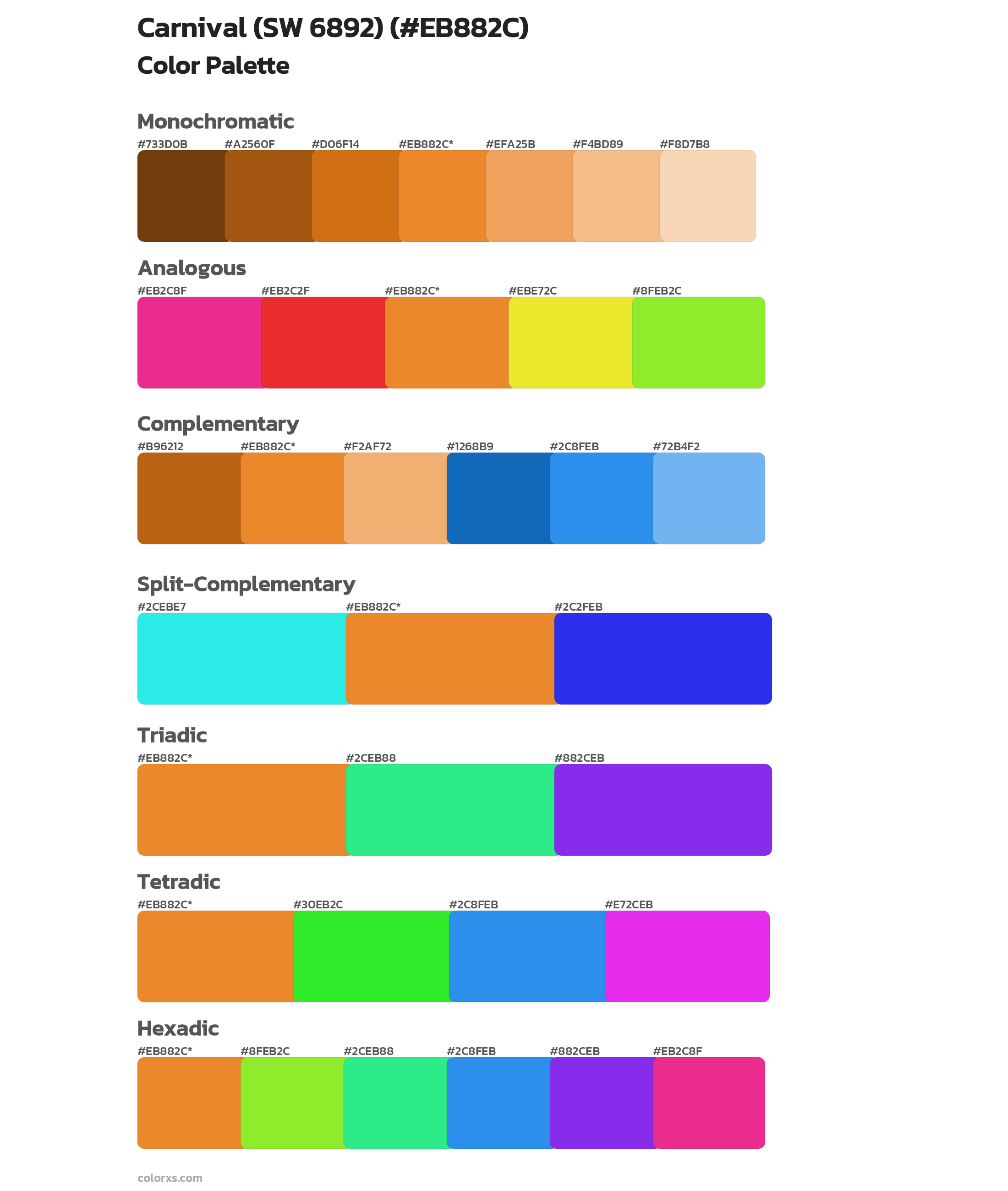 Carnival (SW 6892) Color Scheme Palettes