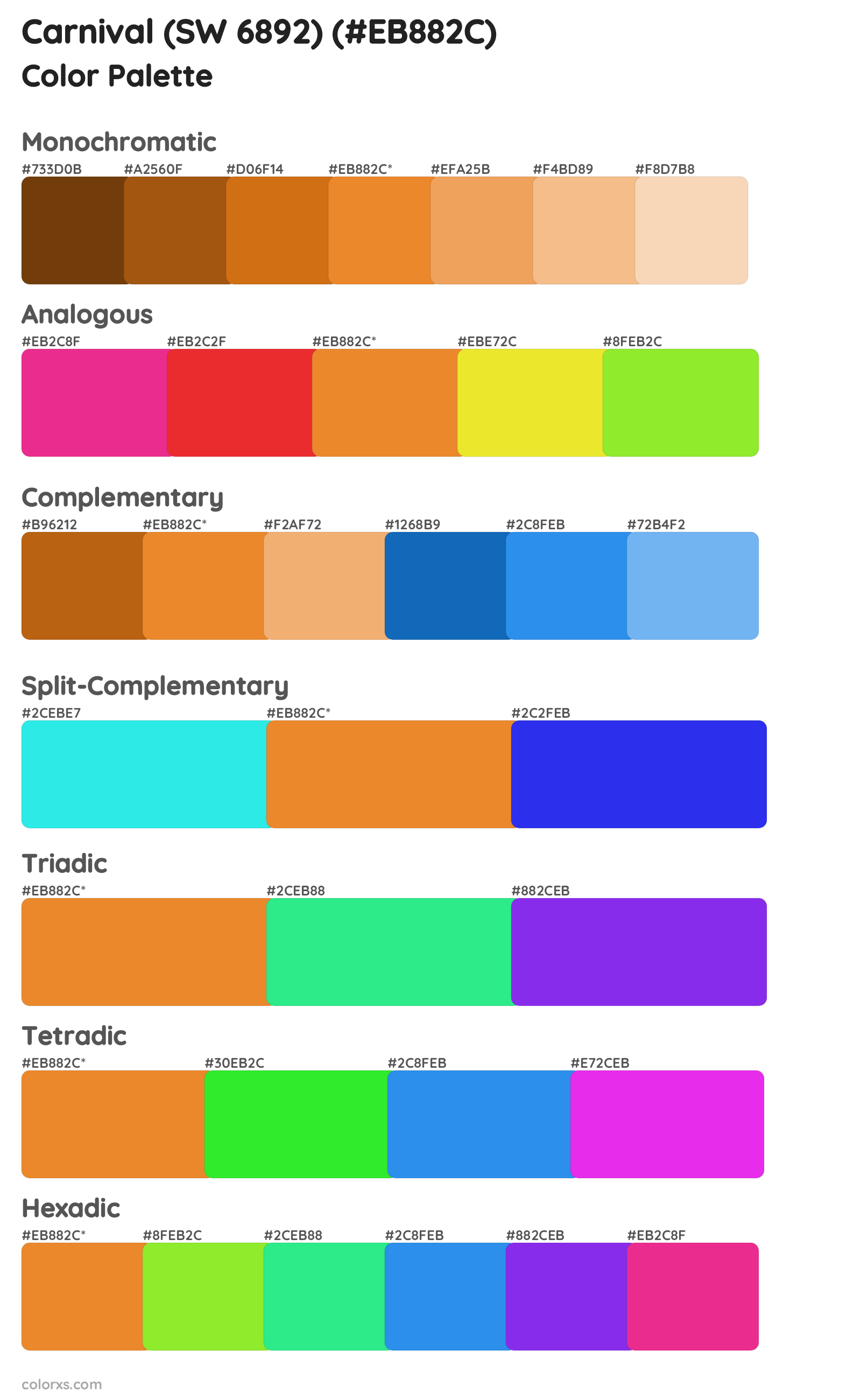 Carnival (SW 6892) Color Scheme Palettes