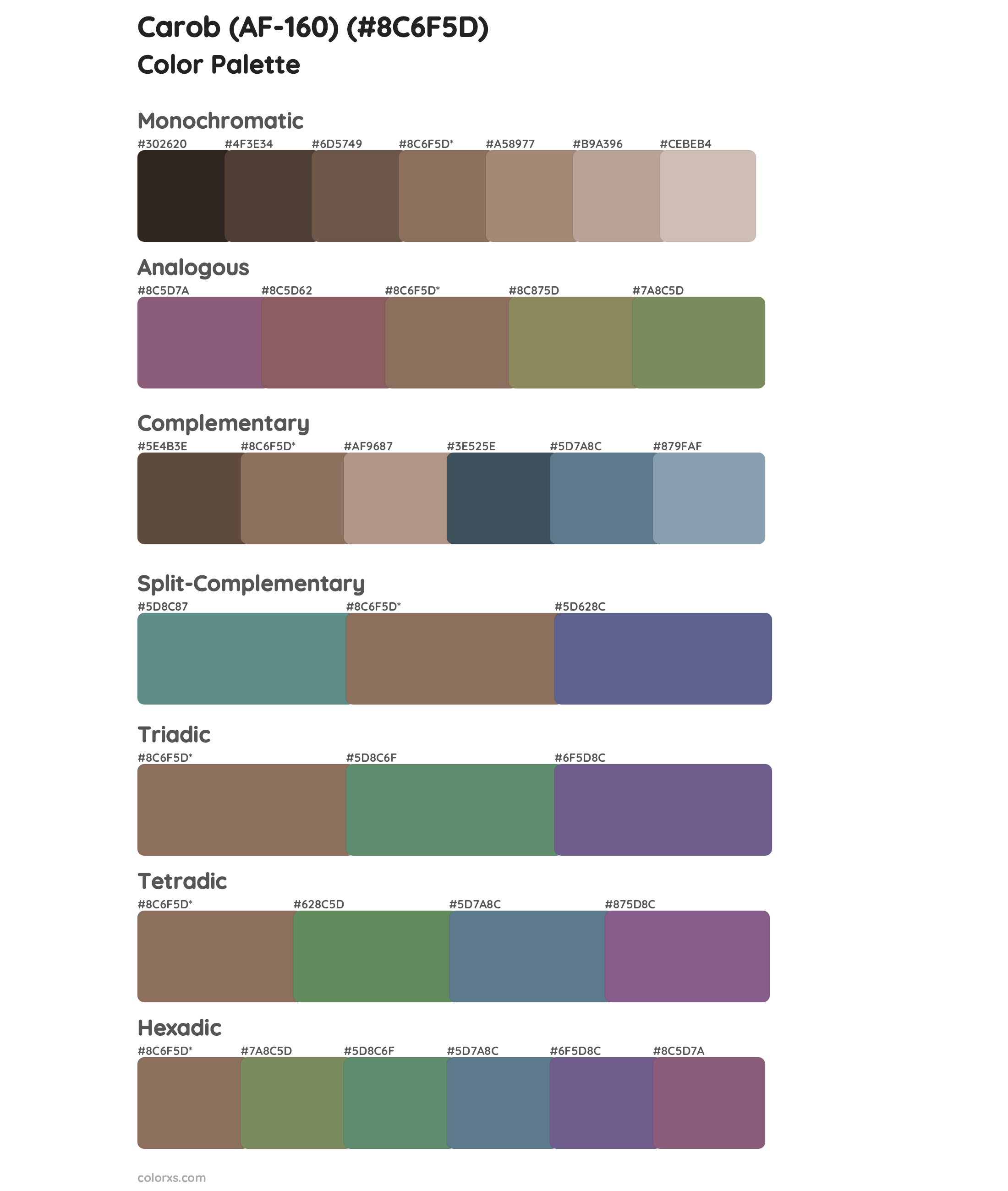 Carob (AF-160) Color Scheme Palettes
