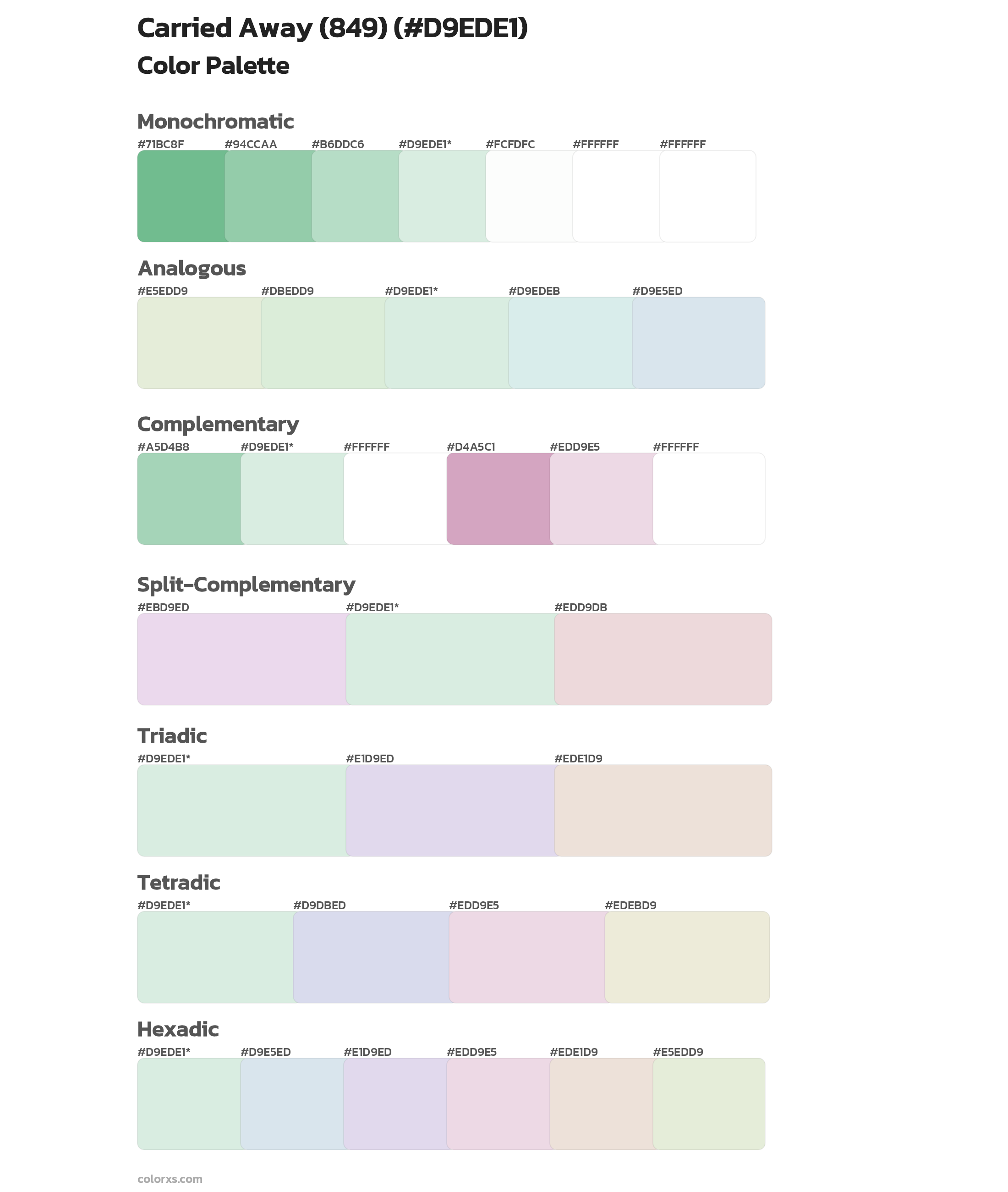 Carried Away (849) Color Scheme Palettes