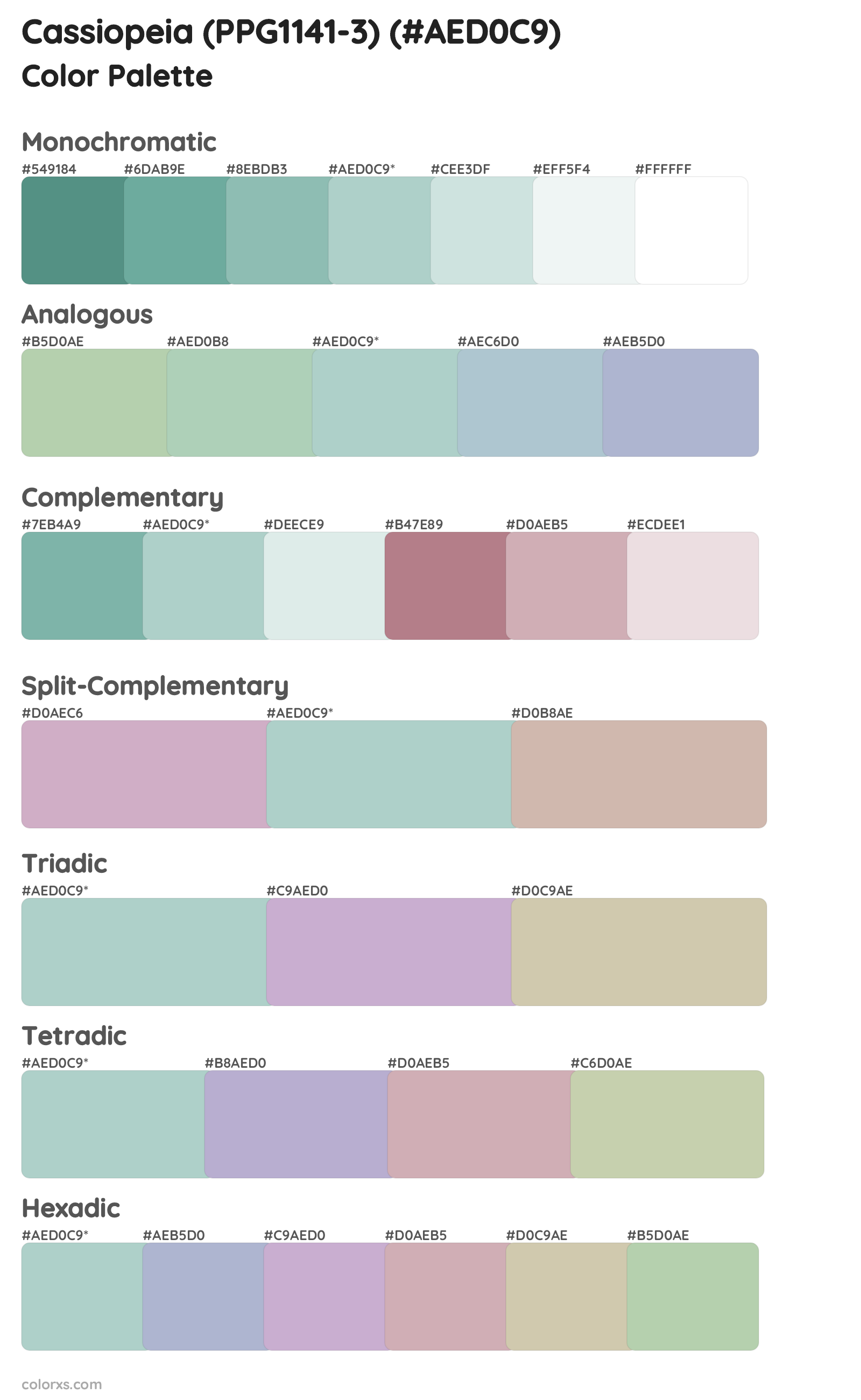 Cassiopeia (PPG1141-3) Color Scheme Palettes