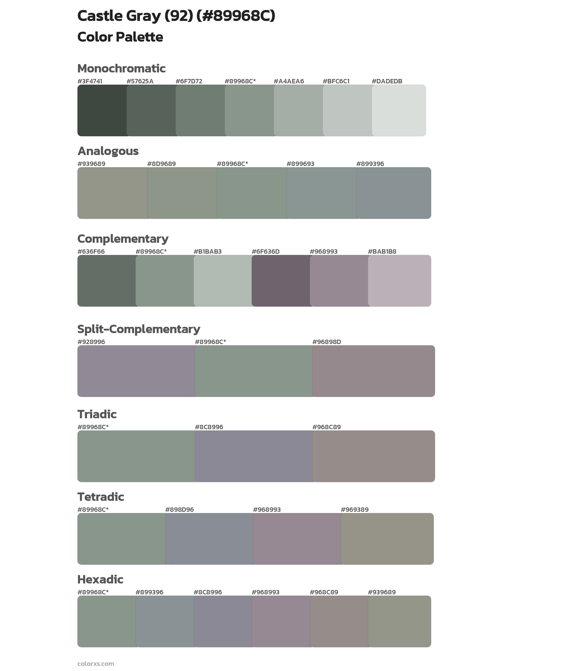 Castle Gray (92) Color Scheme Palettes