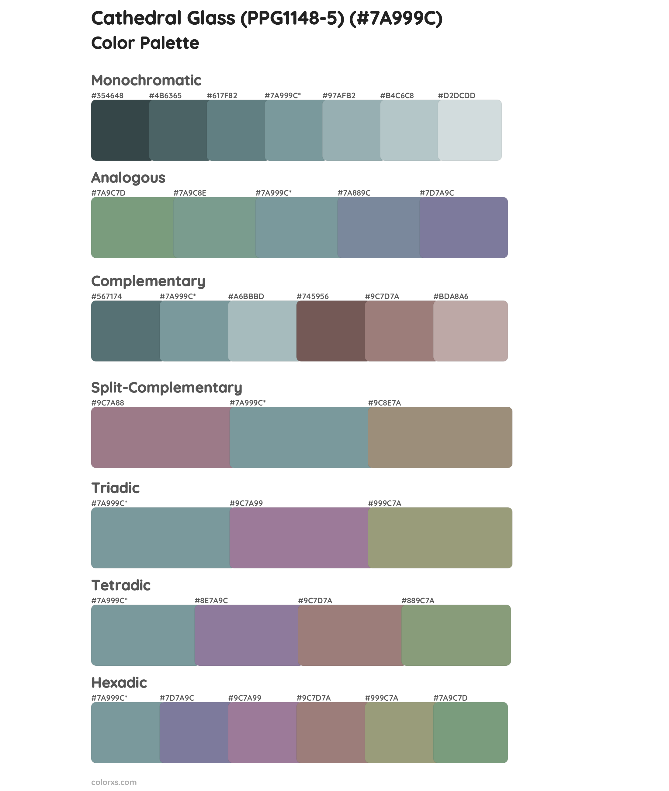Cathedral Glass (PPG1148-5) Color Scheme Palettes