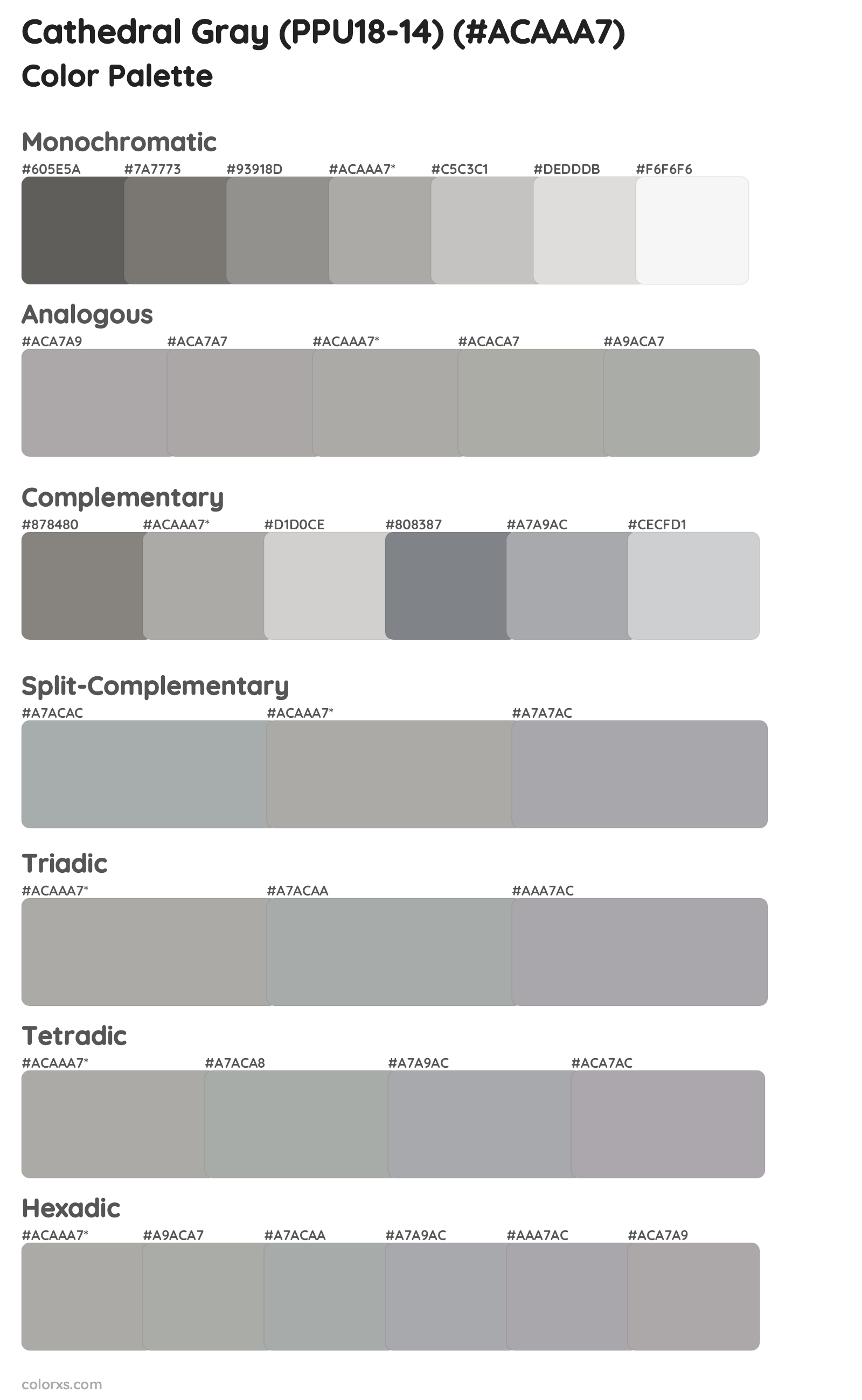 Cathedral Gray (PPU18-14) Color Scheme Palettes