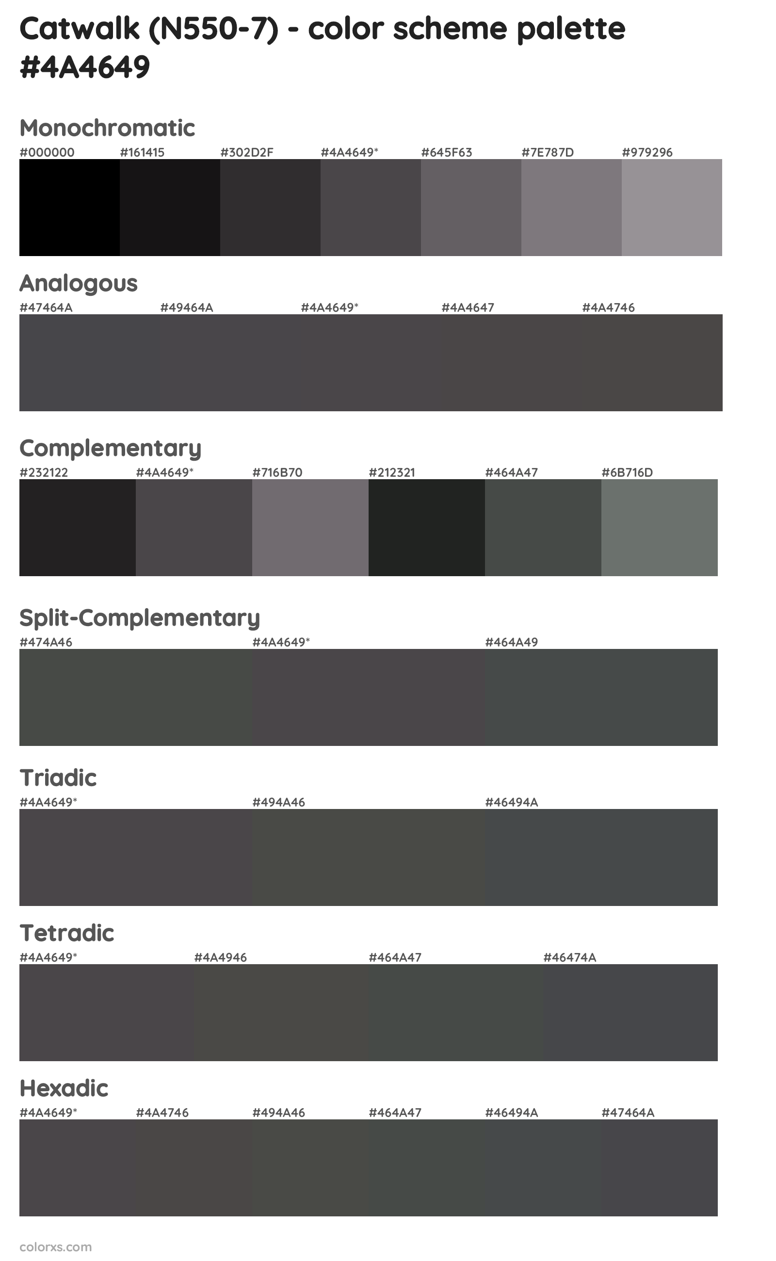 Catwalk (N550-7) Color Scheme Palettes