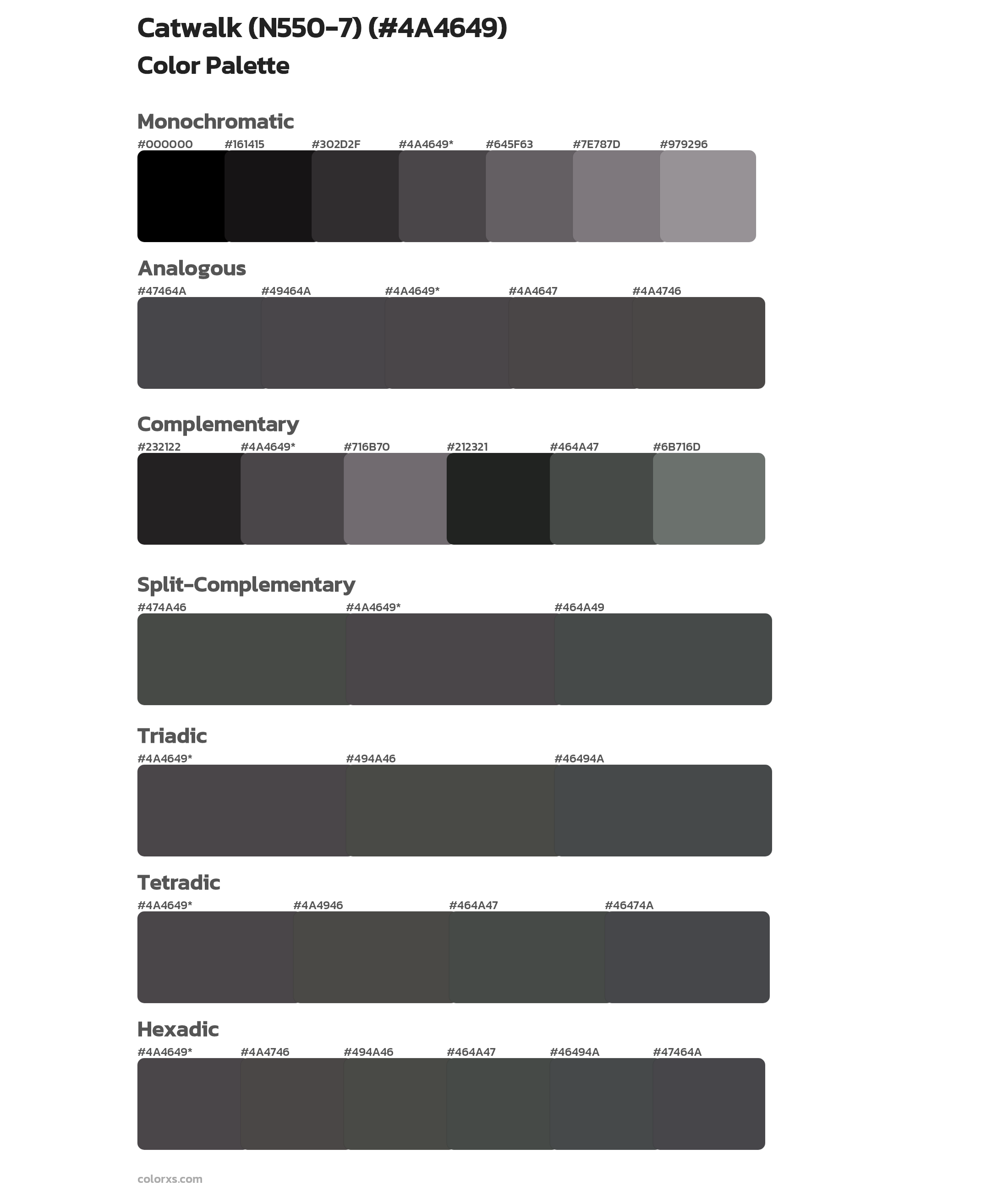 Catwalk (N550-7) Color Scheme Palettes