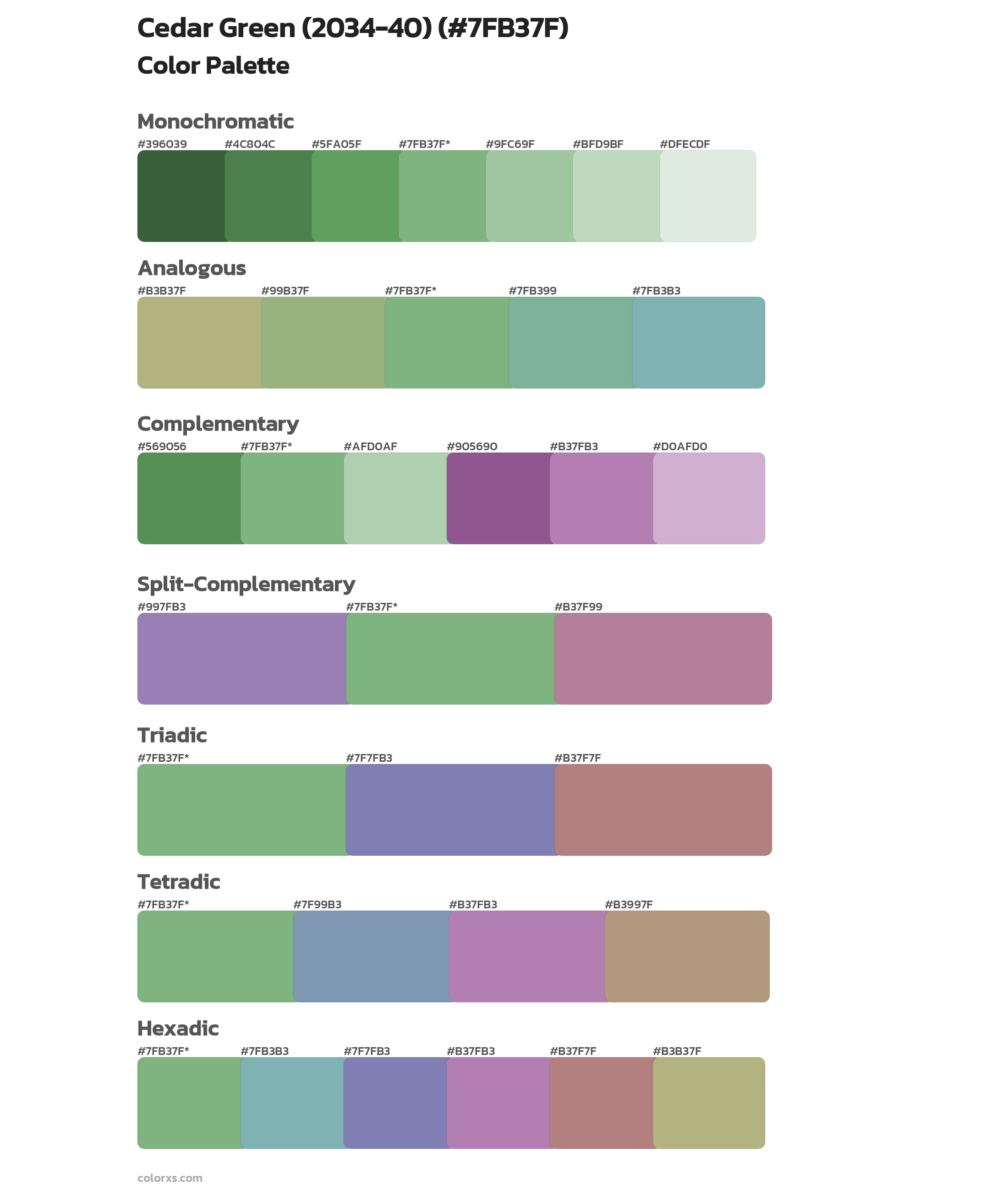 Cedar Green (2034-40) Color Scheme Palettes