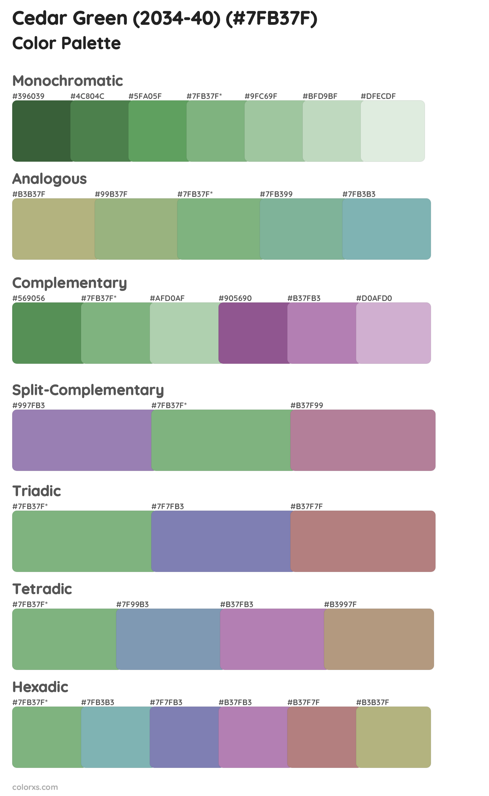 Cedar Green (2034-40) Color Scheme Palettes