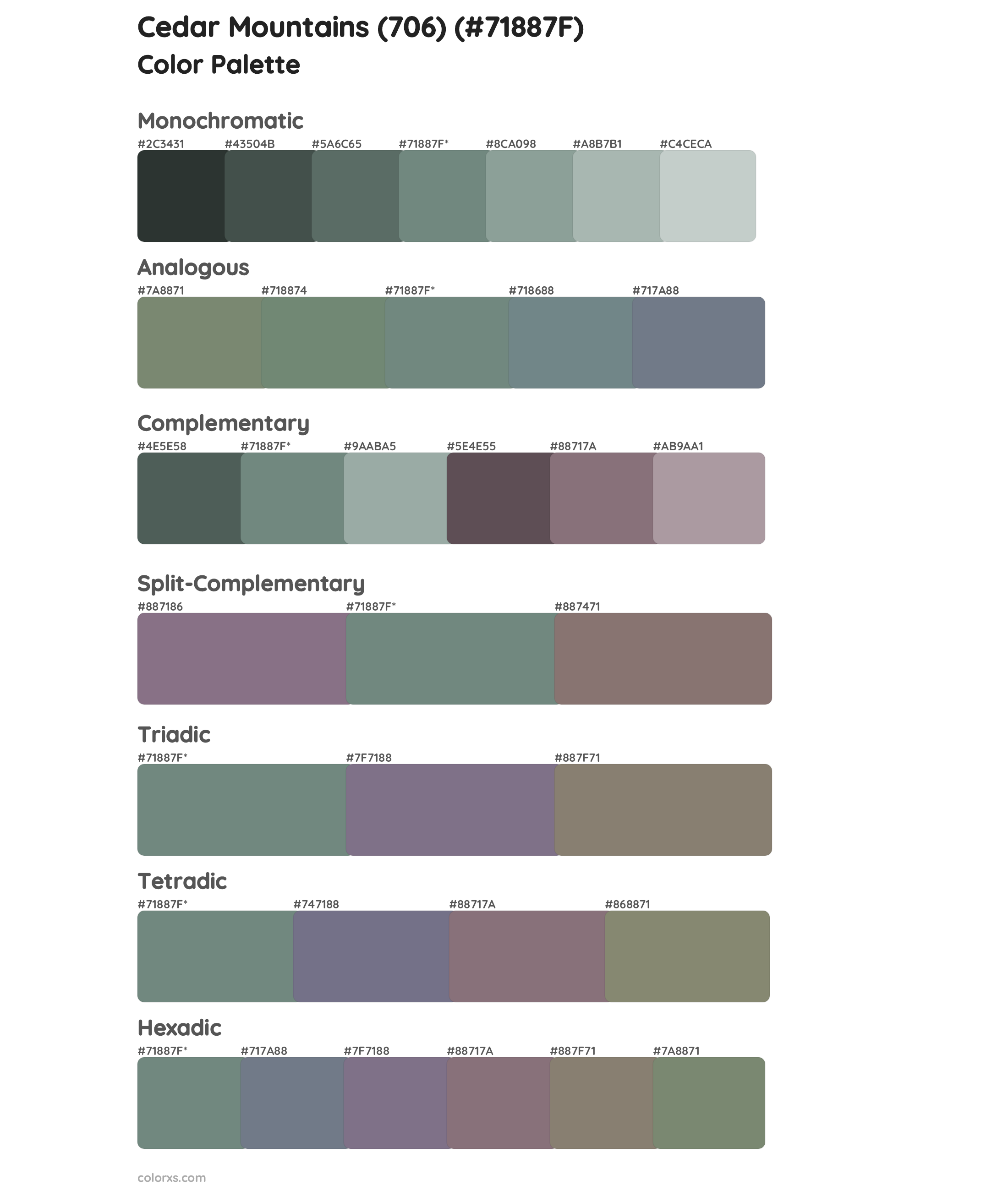 Cedar Mountains (706) Color Scheme Palettes