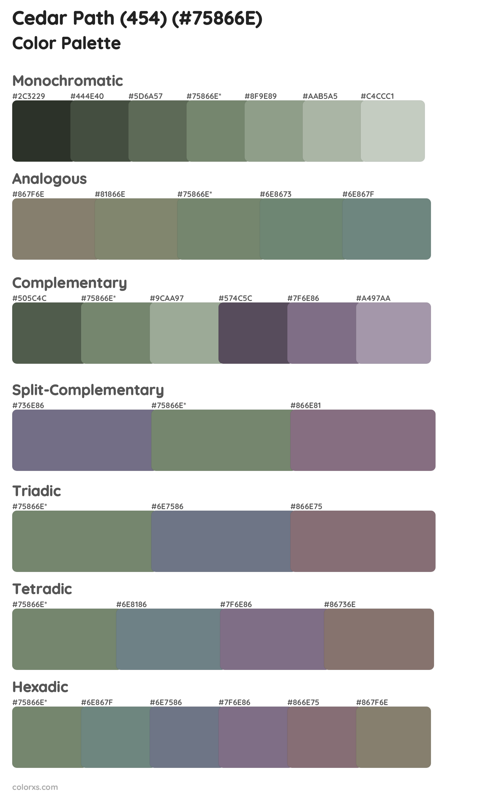 Cedar Path (454) Color Scheme Palettes