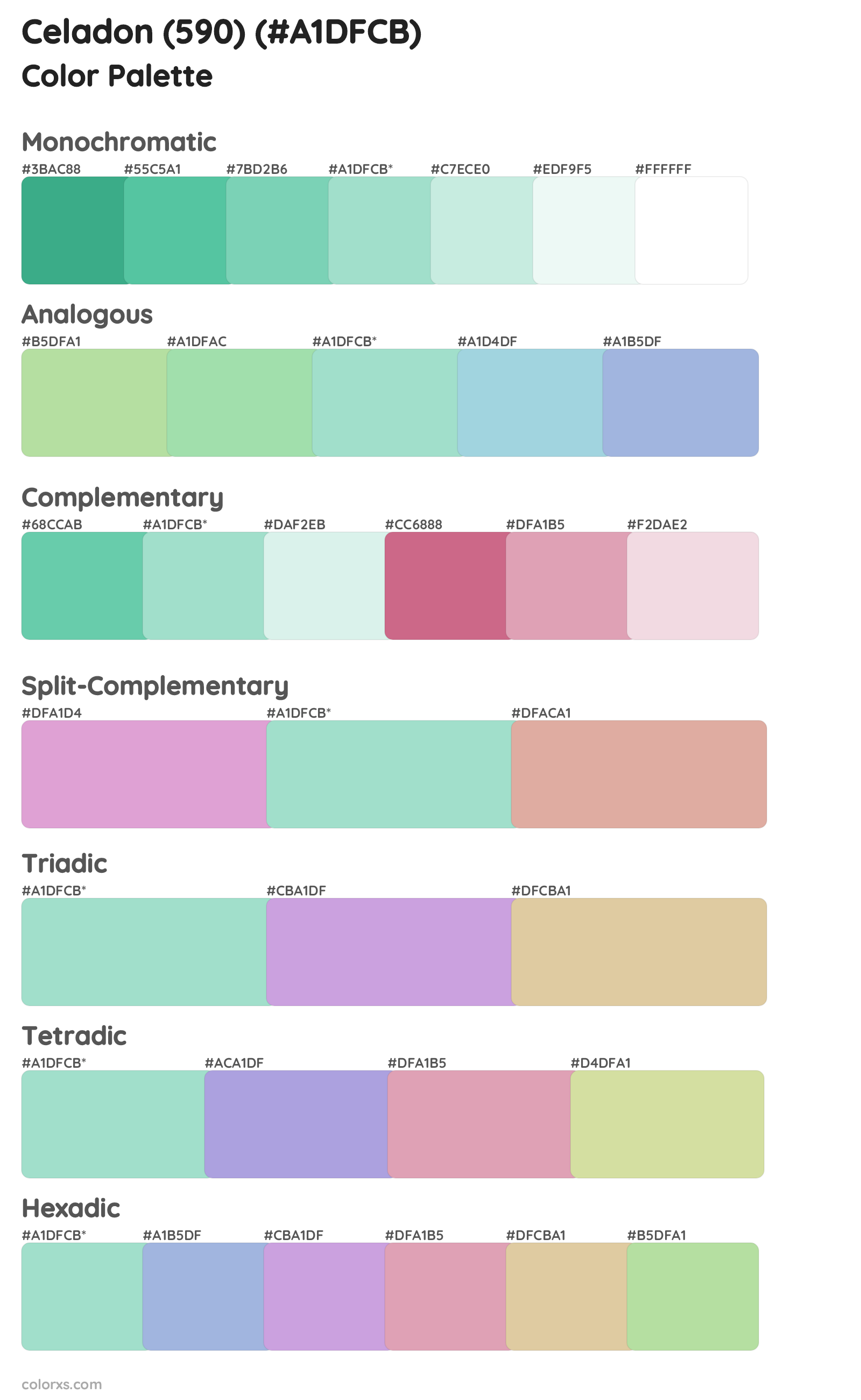 Celadon (590) Color Scheme Palettes