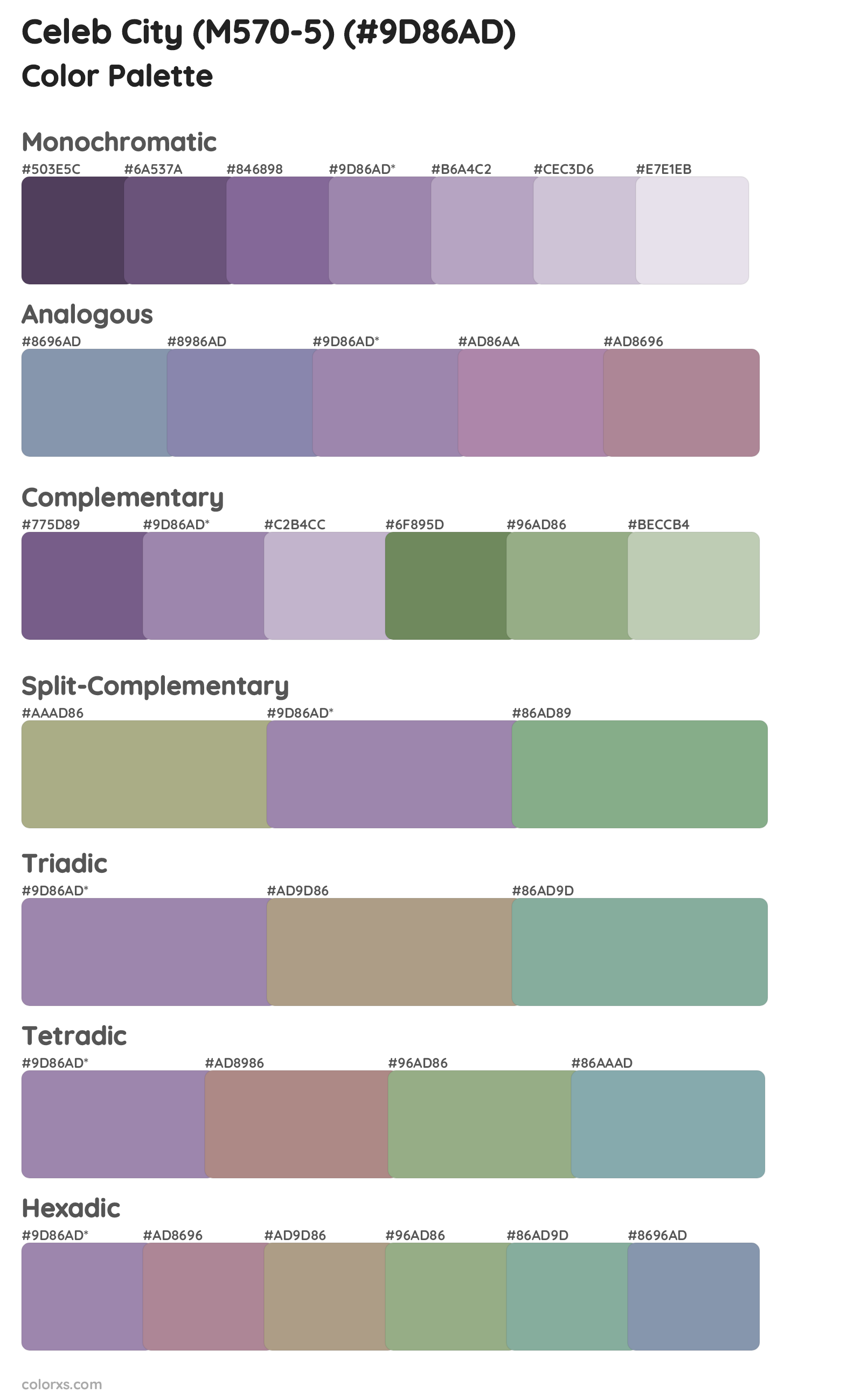 Celeb City (M570-5) Color Scheme Palettes