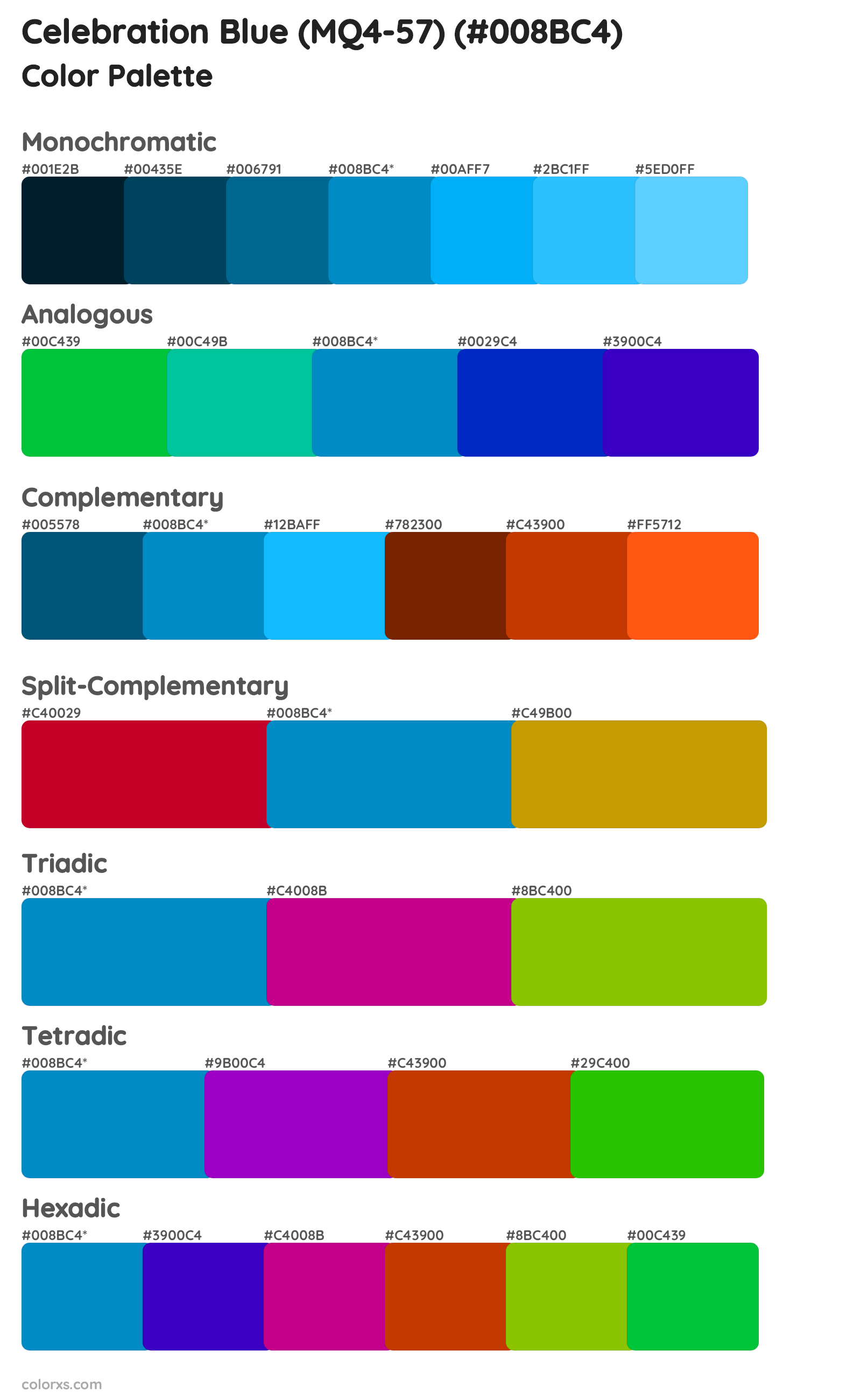 Celebration Blue (MQ4-57) Color Scheme Palettes