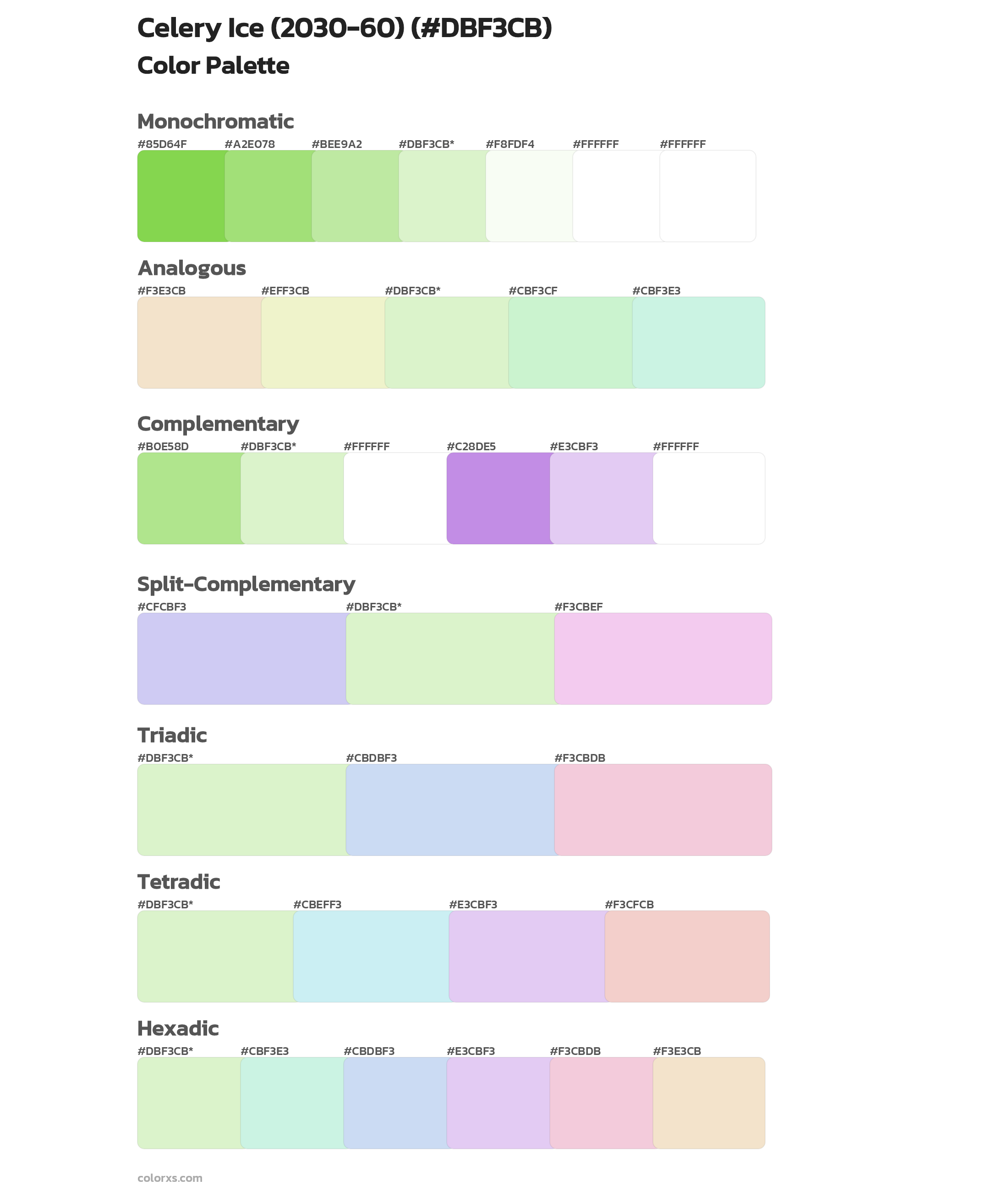 Celery Ice (2030-60) Color Scheme Palettes