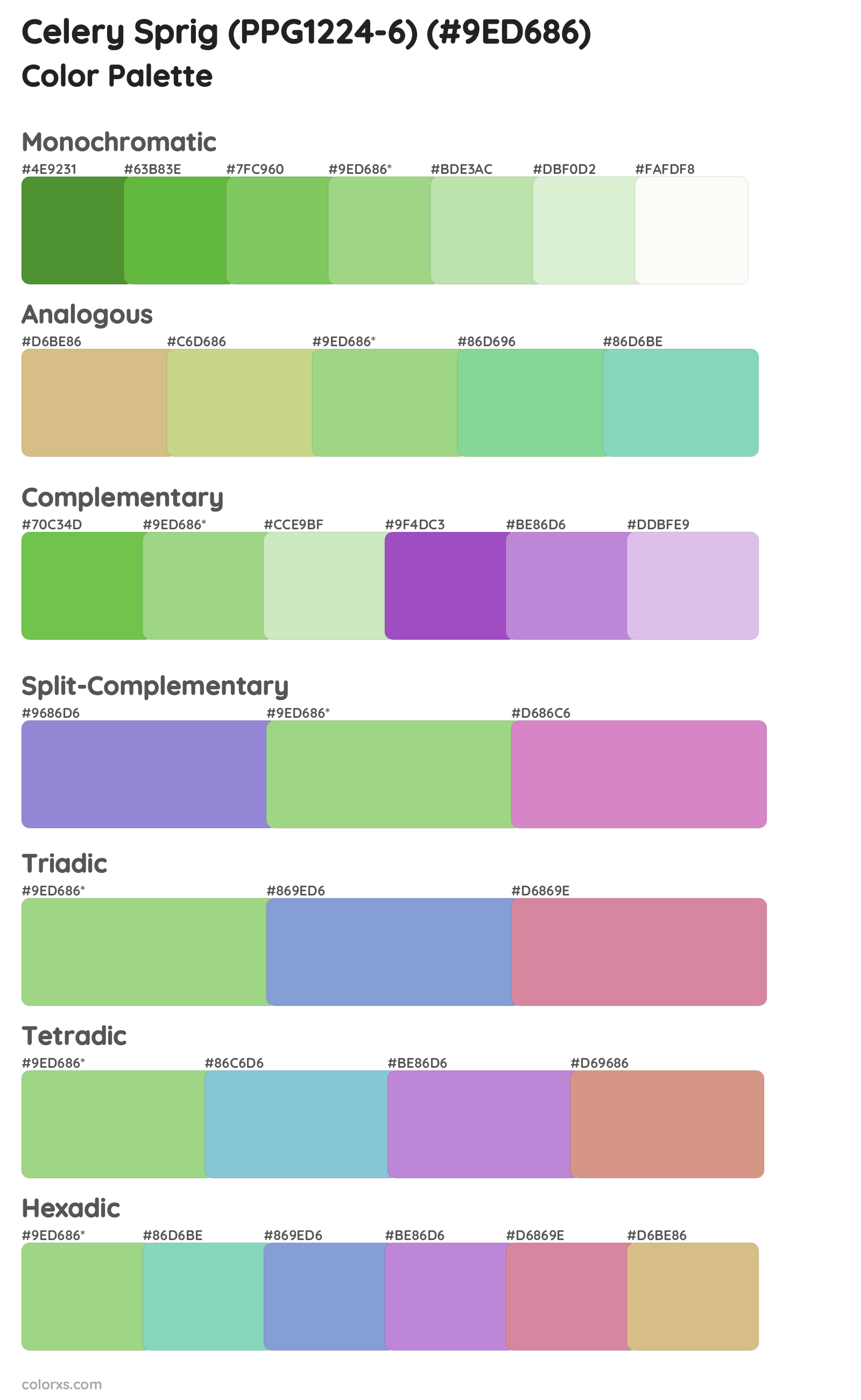 Celery Sprig (PPG1224-6) Color Scheme Palettes