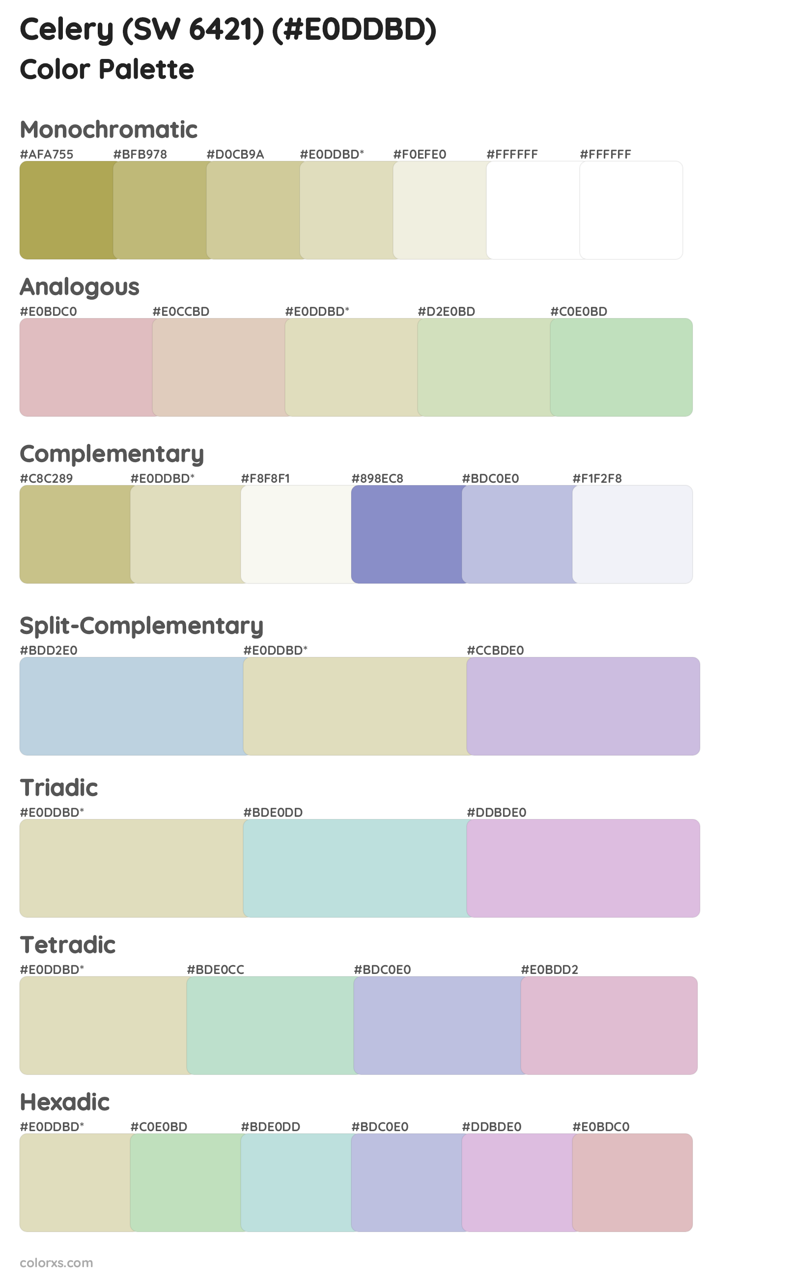 Celery (SW 6421) Color Scheme Palettes