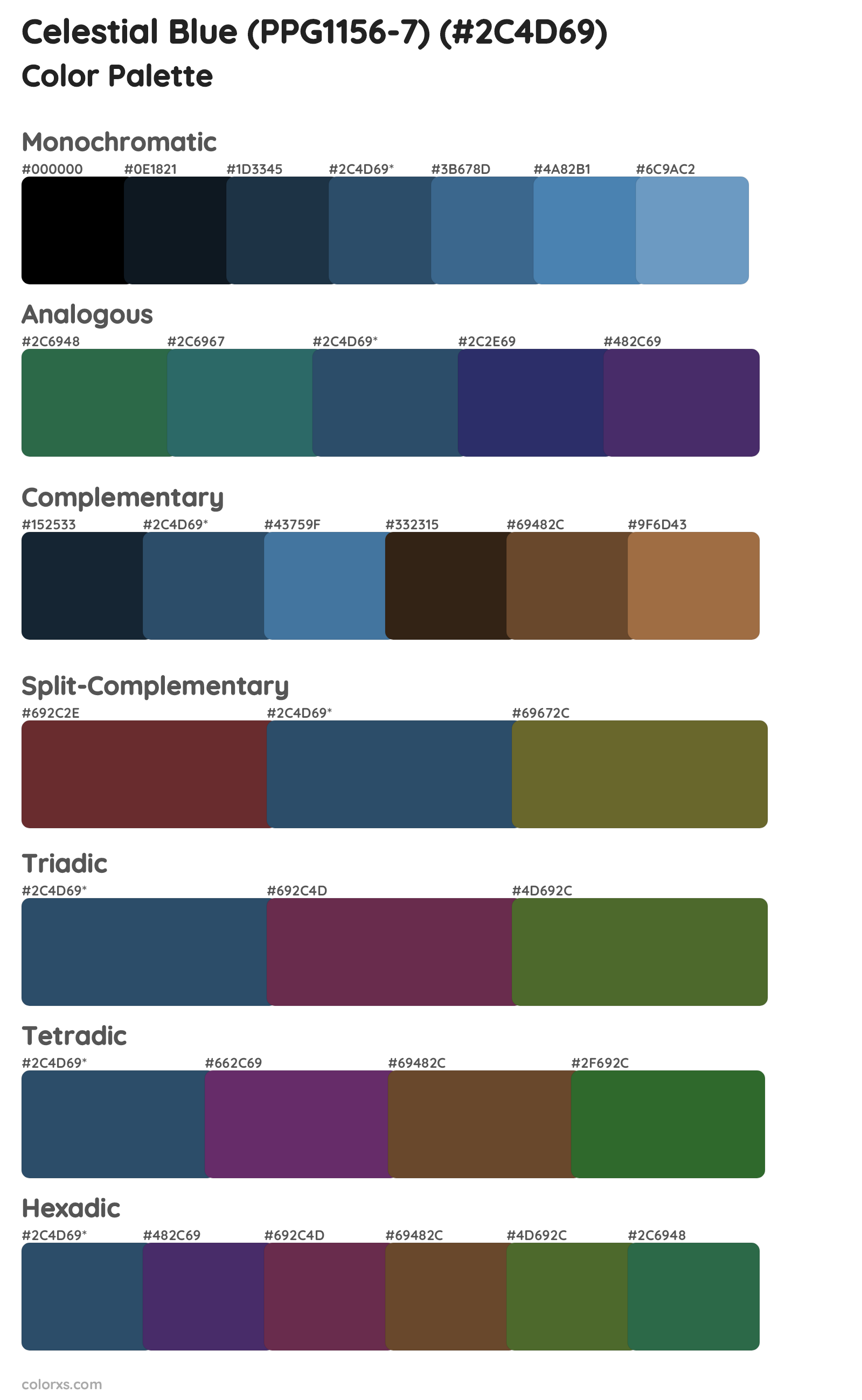 Celestial Blue (PPG1156-7) Color Scheme Palettes